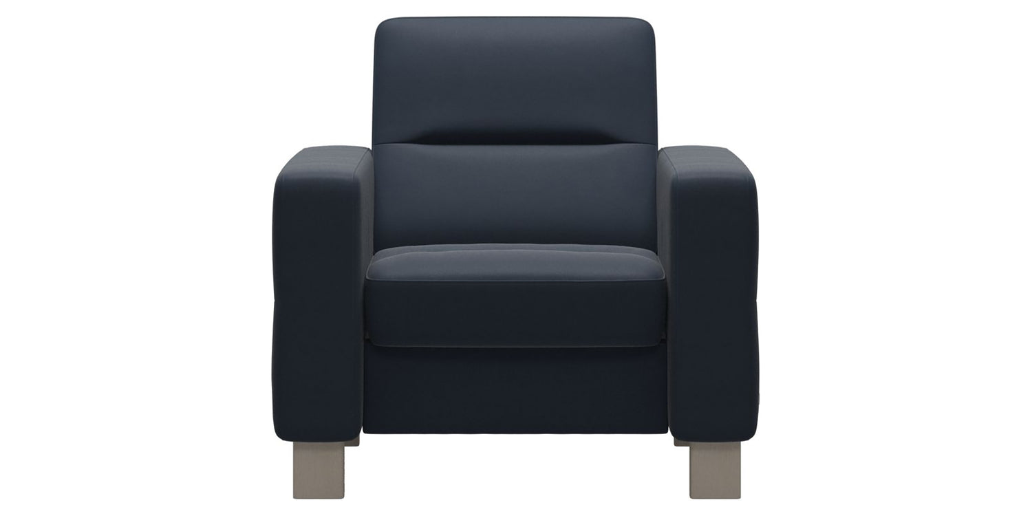 Paloma Leather Oxford Blue & Whitewash Base | Stressless Wave Low Back Chair | Valley Ridge Furniture