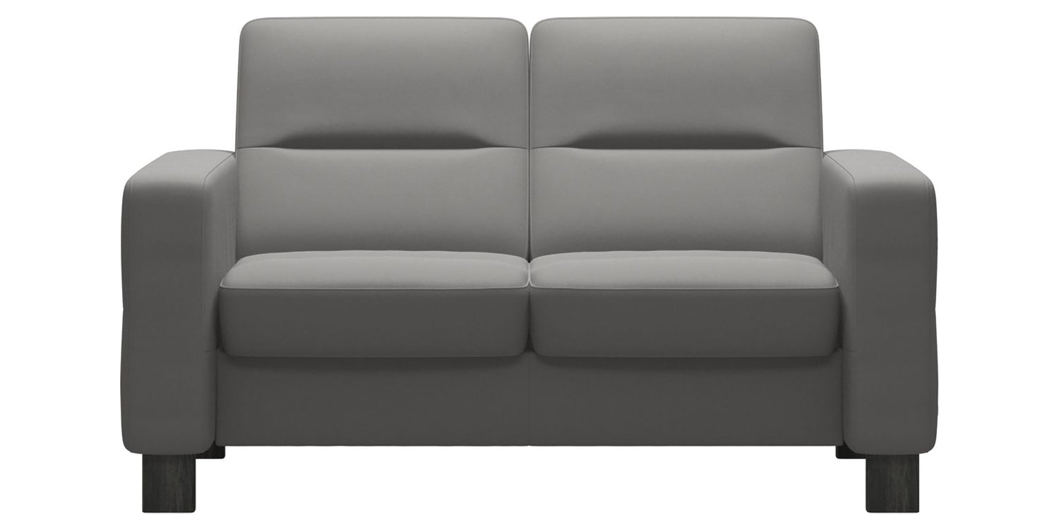 Paloma Leather Silver Grey & Grey Base | Stressless Wave 2-Seater Low Back Sofa | Valley Ridge Furniture