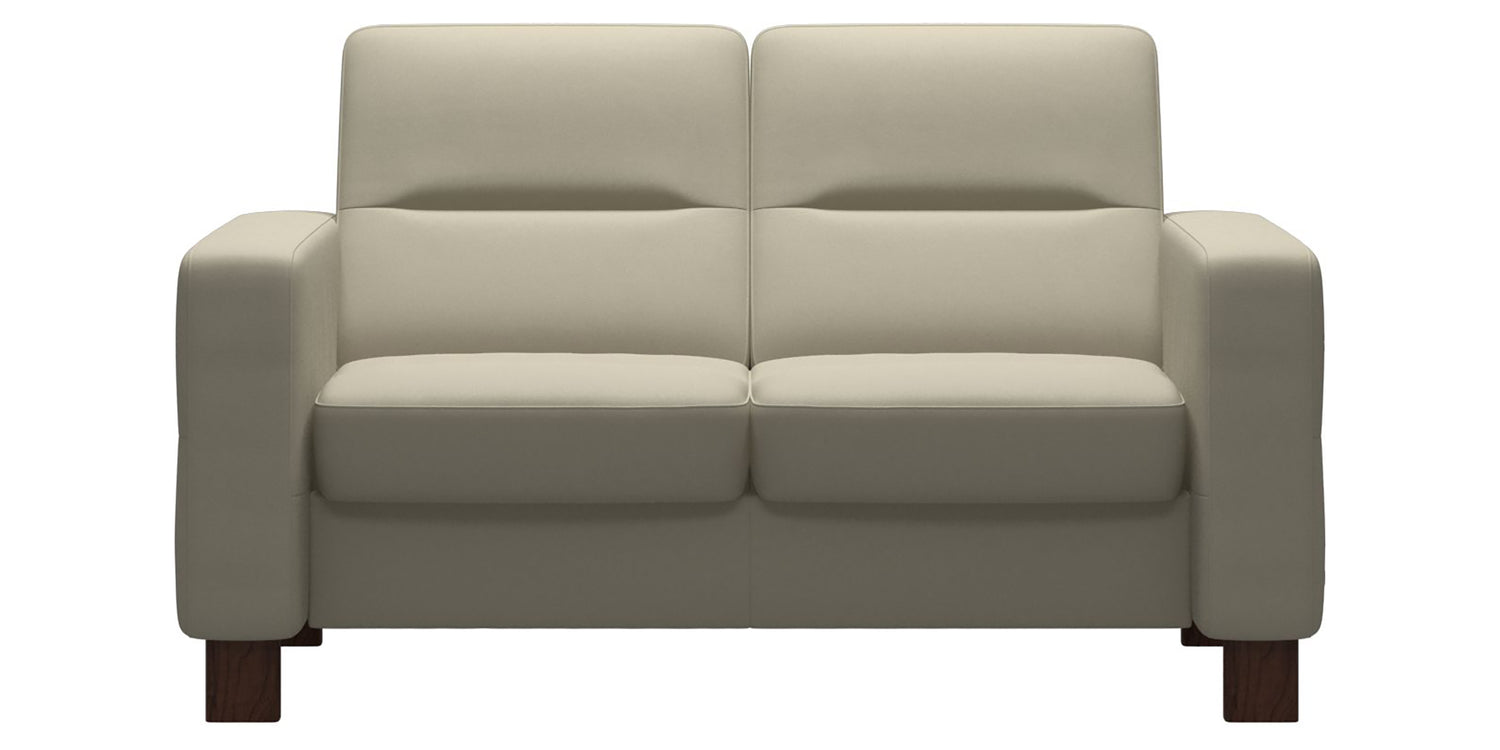 Paloma Leather Light Grey & Brown Base | Stressless Wave 2-Seater Low Back Sofa | Valley Ridge Furniture