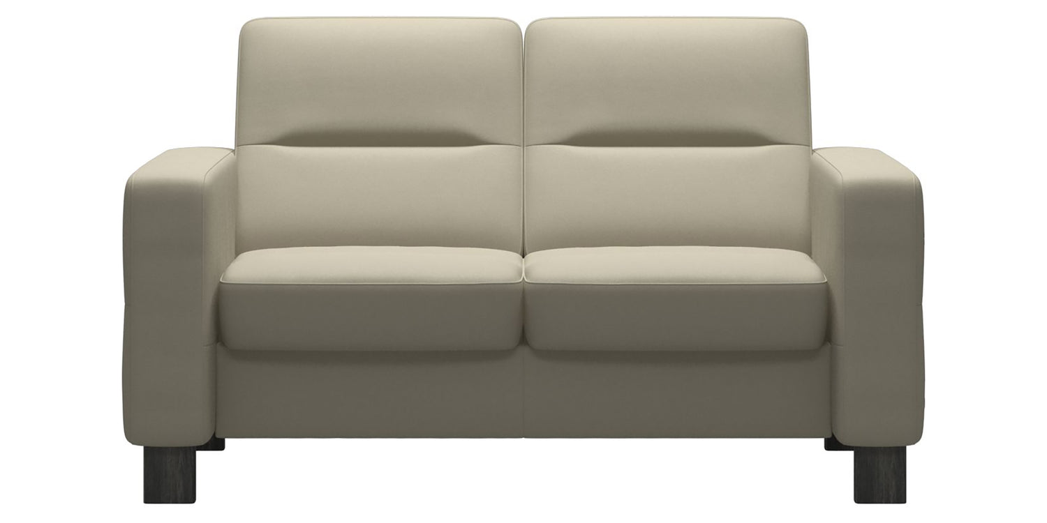 Paloma Leather Light Grey & Grey Base | Stressless Wave 2-Seater Low Back Sofa | Valley Ridge Furniture