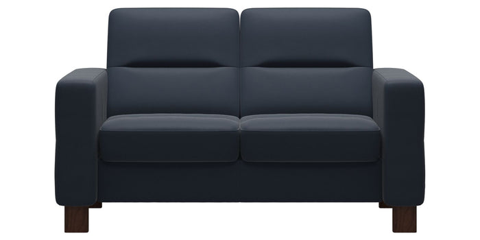 Paloma Leather Oxford Blue & Brown Base | Stressless Wave 2-Seater Low Back Sofa | Valley Ridge Furniture