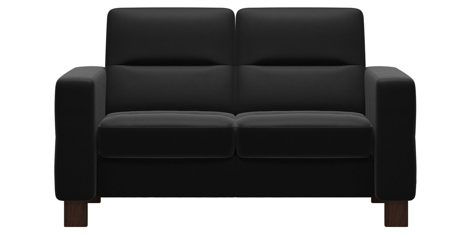 Paloma Leather Black & Brown Base | Stressless Wave 2-Seater Low Back Sofa | Valley Ridge Furniture 