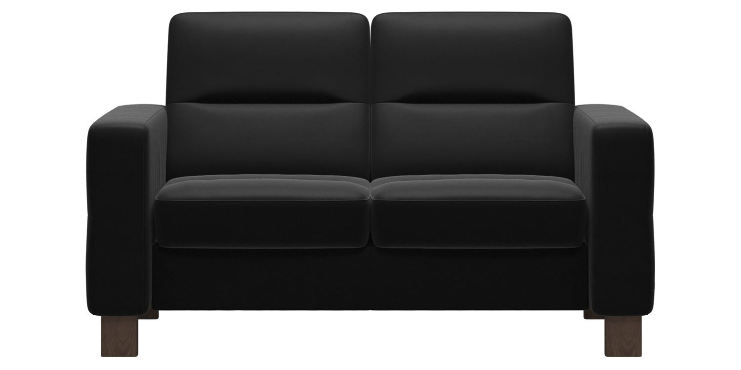 Paloma Leather Black & Walnut Base | Stressless Wave 2-Seater Low Back Sofa | Valley Ridge Furniture