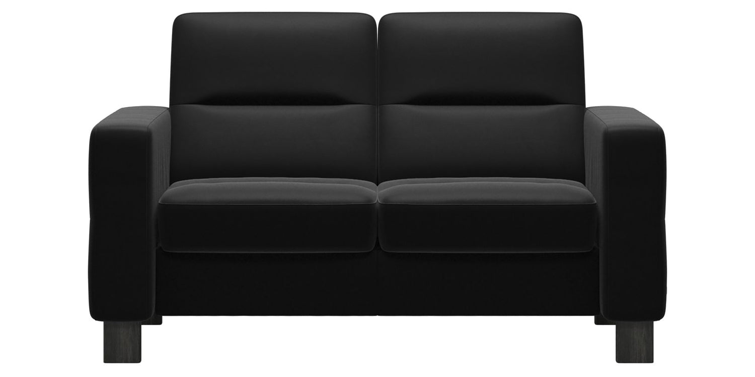 Paloma Leather Black & Grey Base | Stressless Wave 2-Seater Low Back Sofa | Valley Ridge Furniture