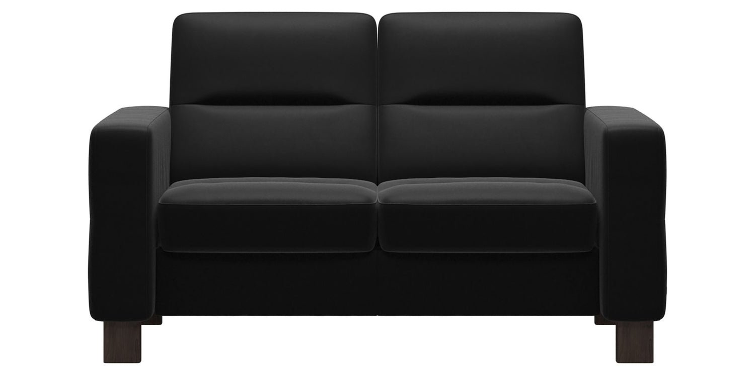 Paloma Leather Black & Wenge Base | Stressless Wave 2-Seater Low Back Sofa | Valley Ridge Furniture