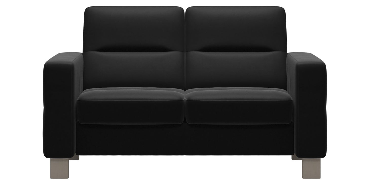 Paloma Leather Black & Whitewash Base | Stressless Wave 2-Seater Low Back Sofa | Valley Ridge Furniture