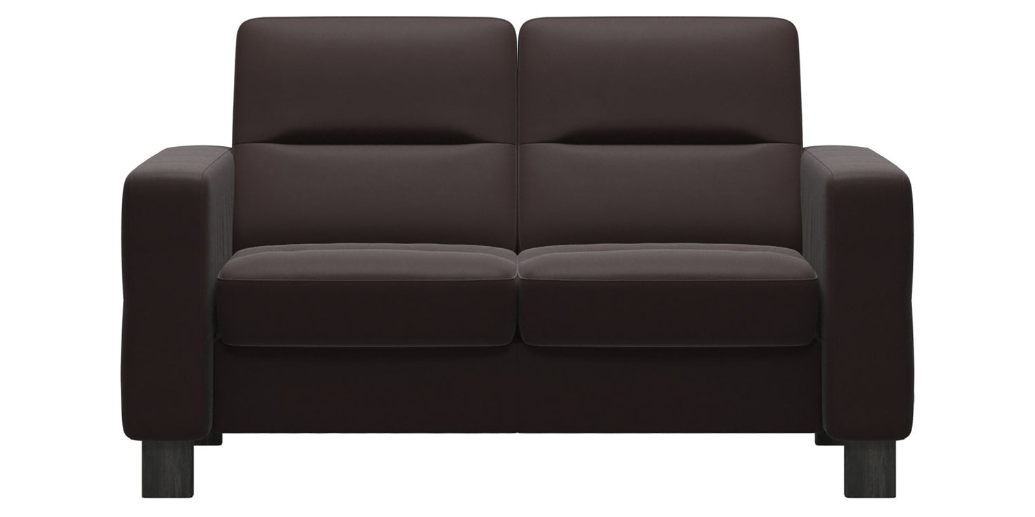 Paloma Leather Chocolate & Grey Base | Stressless Wave 2-Seater Low Back Sofa | Valley Ridge Furniture