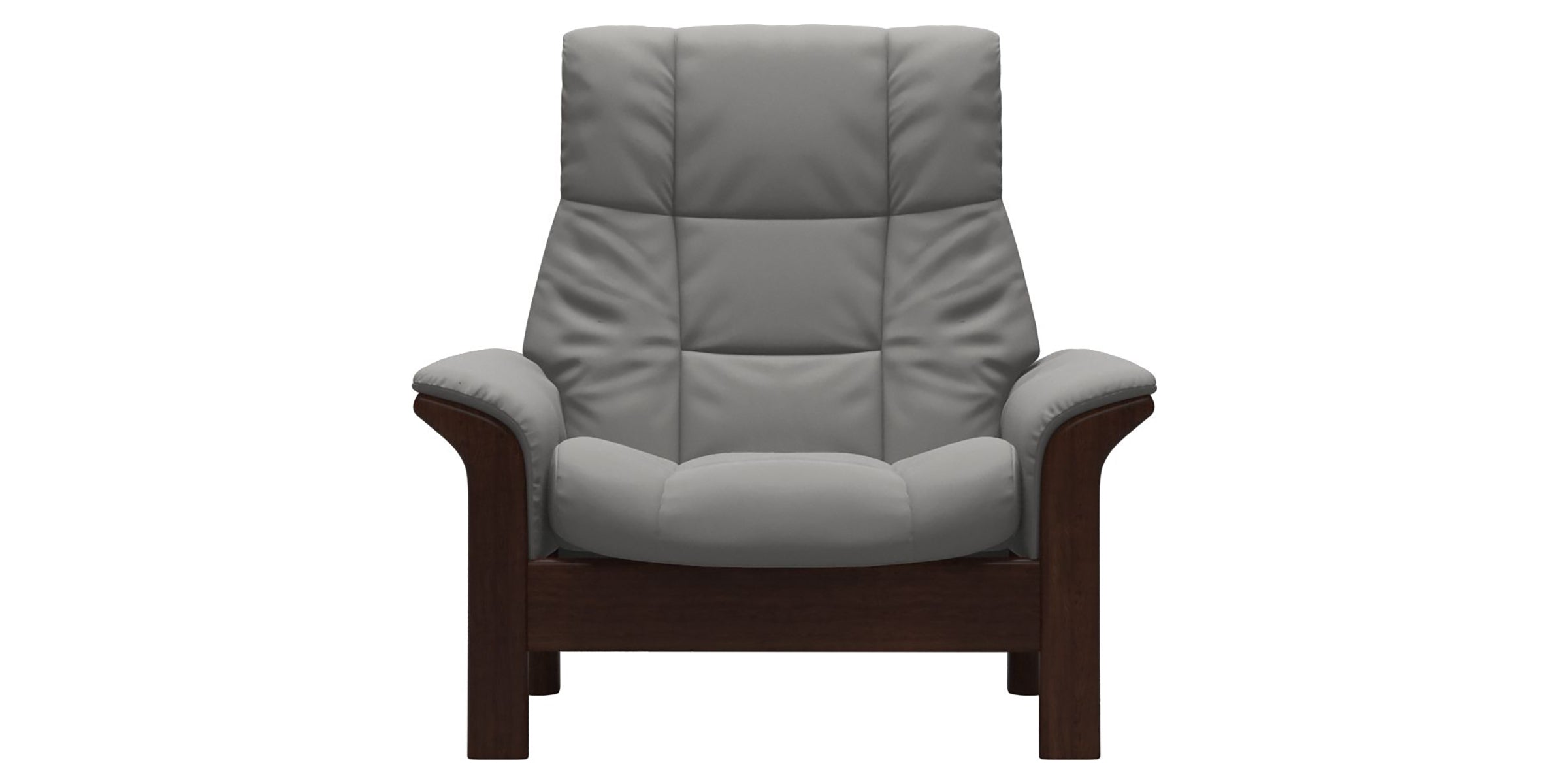 Paloma Leather Silver Grey and Brown Base | Stressless Buckingham High Back Chair | Valley Ridge Furniture