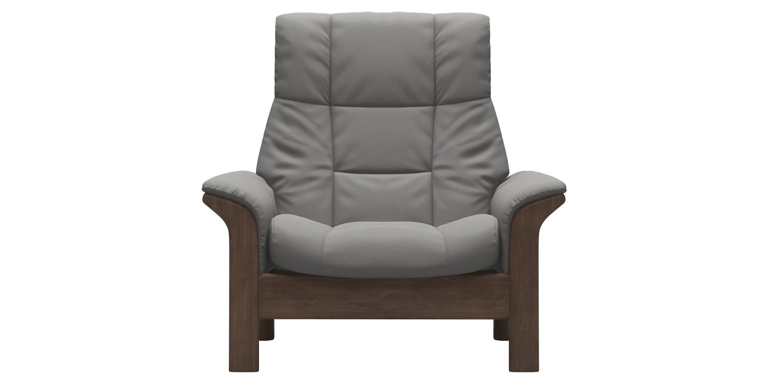 Paloma Leather Silver Grey & Walnut Base | Stressless Buckingham High Back Chair | Valley Ridge Furniture