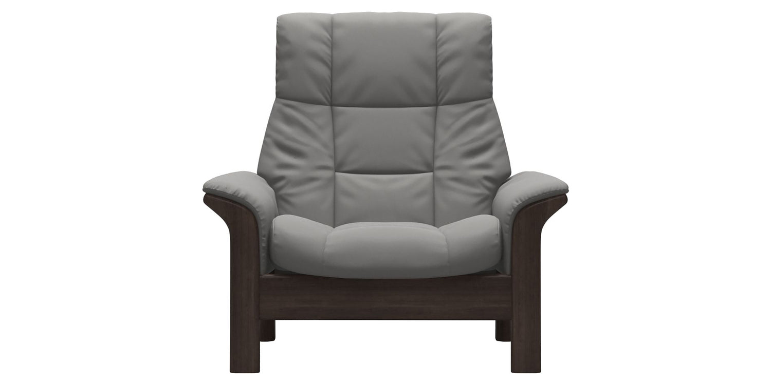 Paloma Leather Silver Grey & Wenge Base | Stressless Buckingham High Back Chair | Valley Ridge Furniture