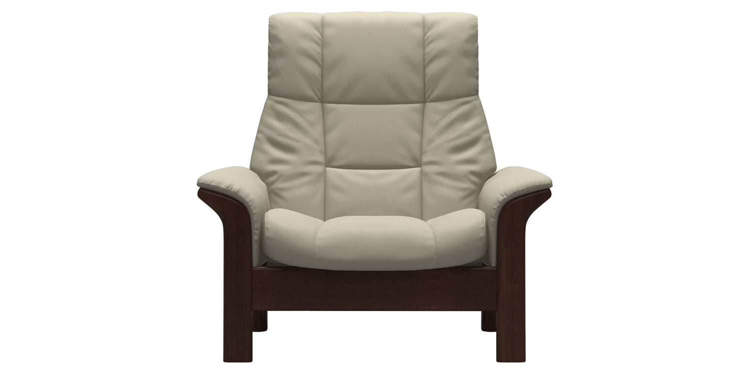 Paloma Leather Light Grey & Brown Base | Stressless Buckingham High Back Chair | Valley Ridge Furniture