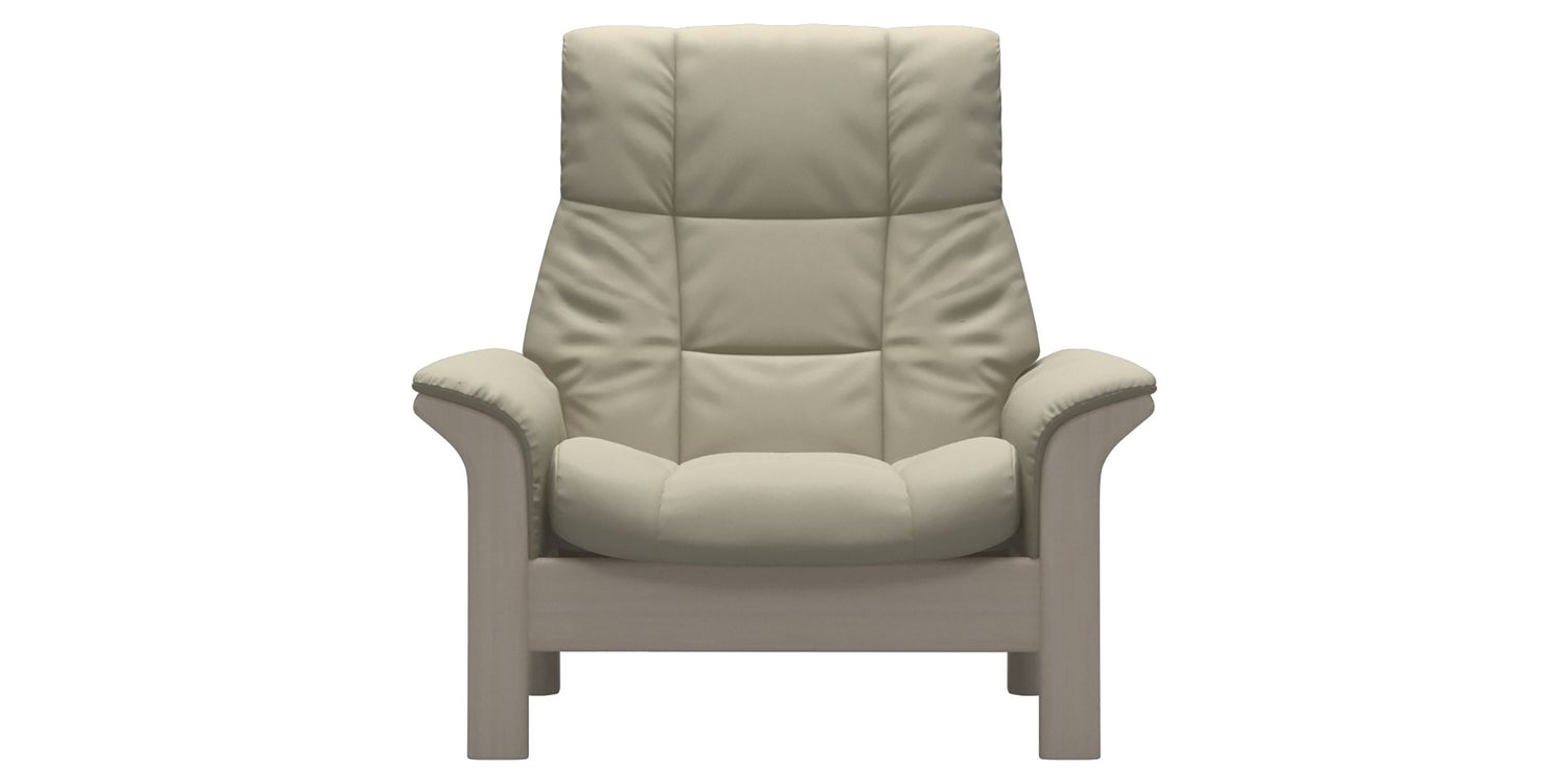 Paloma Leather Light Grey & Whitewash Base | Stressless Buckingham High Back Chair | Valley Ridge Furniture