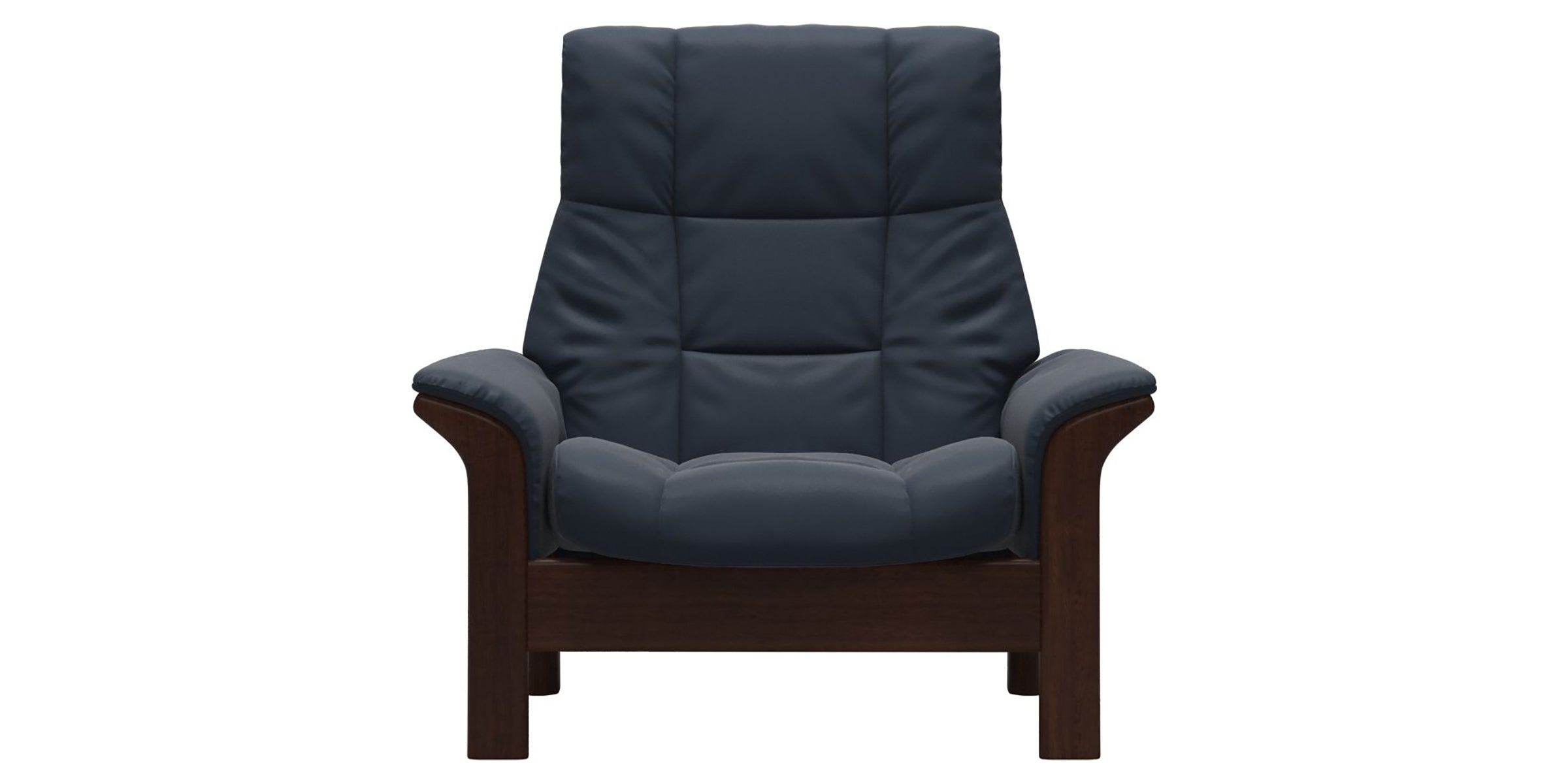 Paloma Leather Oxford Blue and Brown Base | Stressless Buckingham High Back Chair | Valley Ridge Furniture