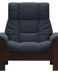Paloma Leather Oxford Blue and Brown Base | Stressless Buckingham High Back Chair | Valley Ridge Furniture