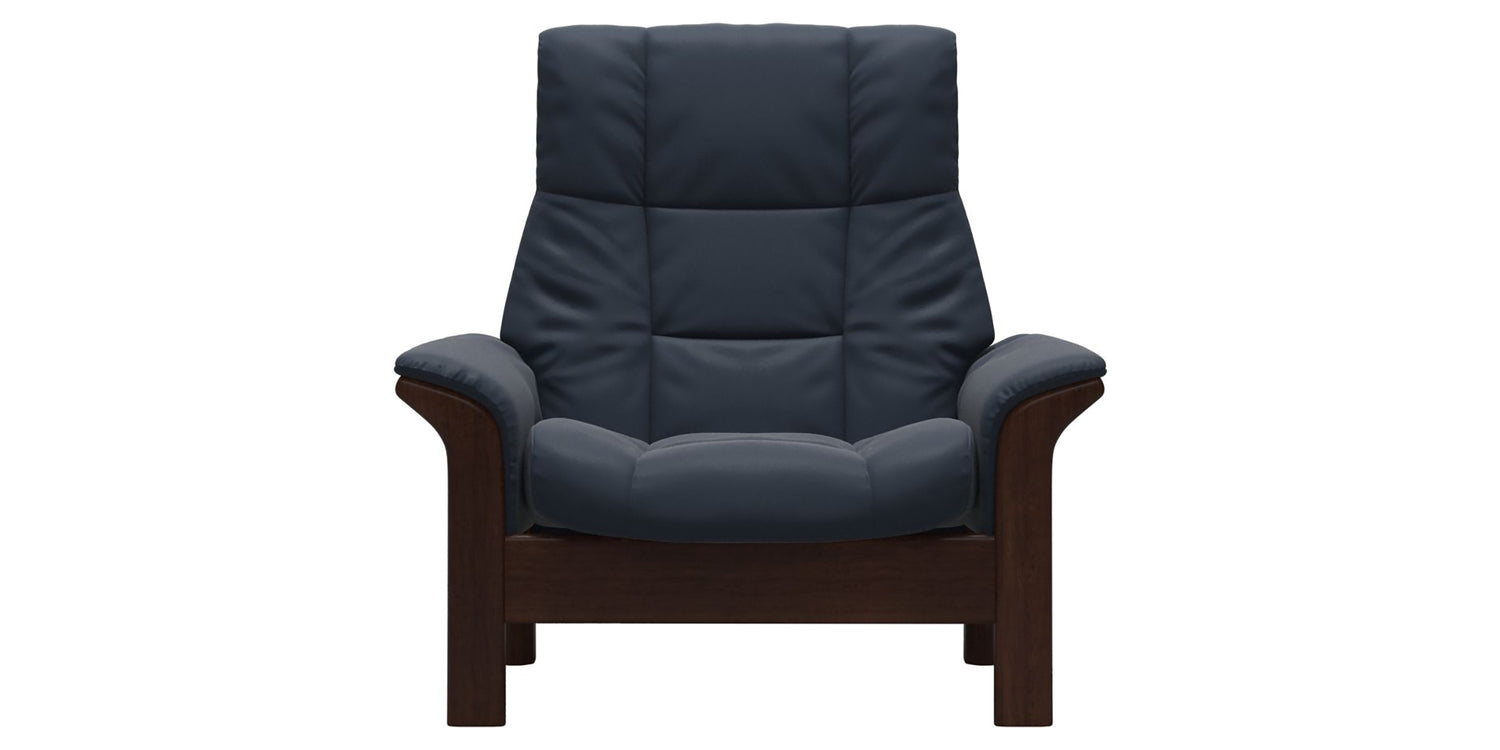 Paloma Leather Oxford Blue & Brown Base | Stressless Buckingham High Back Chair | Valley Ridge Furniture