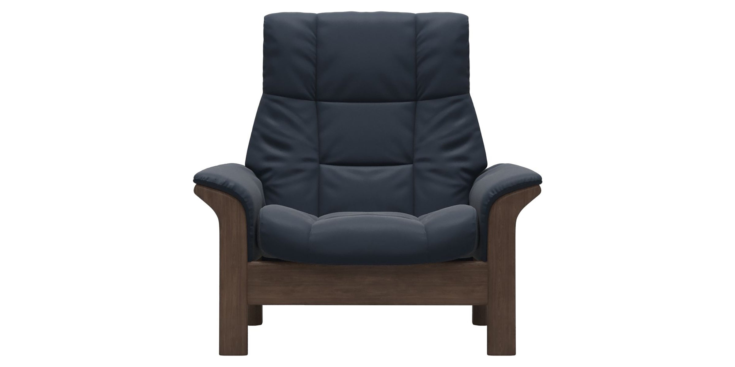 Paloma Leather Oxford Blue and Walnut Base | Stressless Buckingham High Back Chair | Valley Ridge Furniture