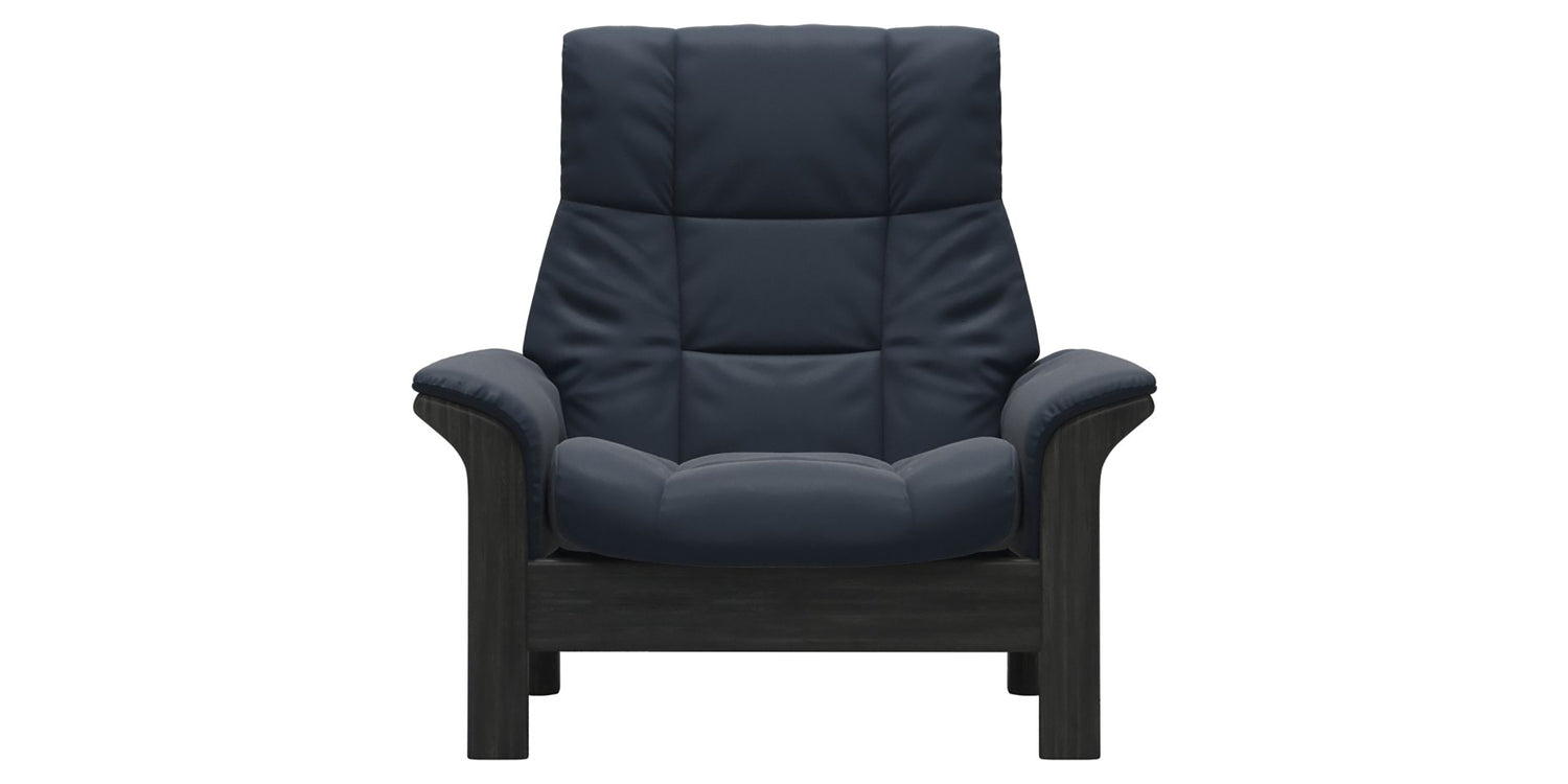Paloma Leather Oxford Blue & Grey Base | Stressless Buckingham High Back Chair | Valley Ridge Furniture