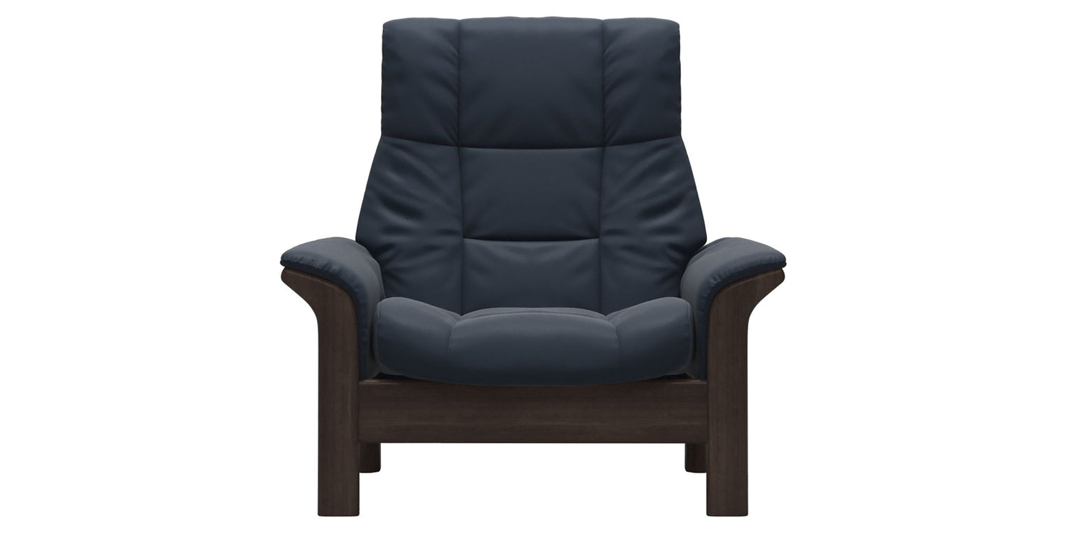 Paloma Leather Oxford Blue & Wenge Base | Stressless Buckingham High Back Chair | Valley Ridge Furniture
