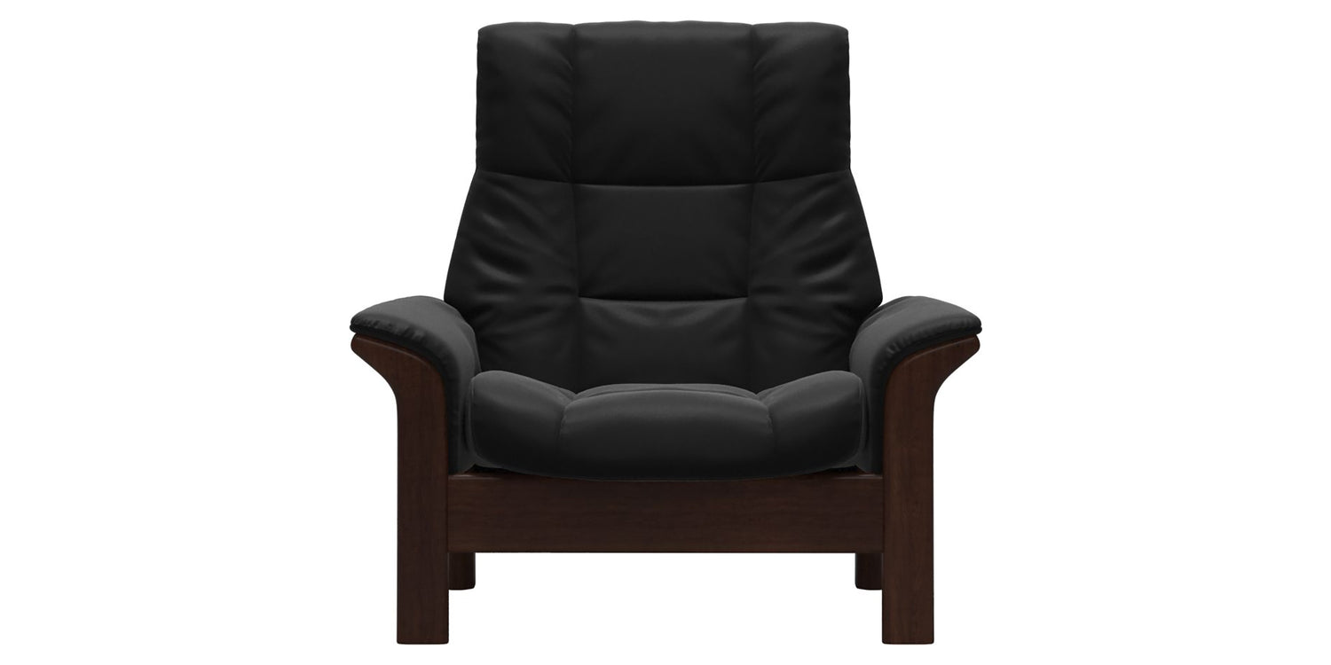 Paloma Leather Black & Brown Base | Stressless Buckingham High Back Chair | Valley Ridge Furniture