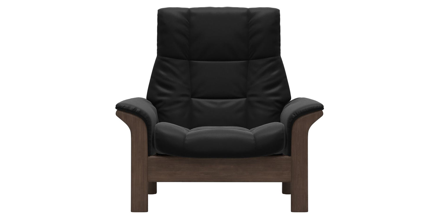 Paloma Leather Black & Walnut Base | Stressless Buckingham High Back Chair | Valley Ridge Furniture