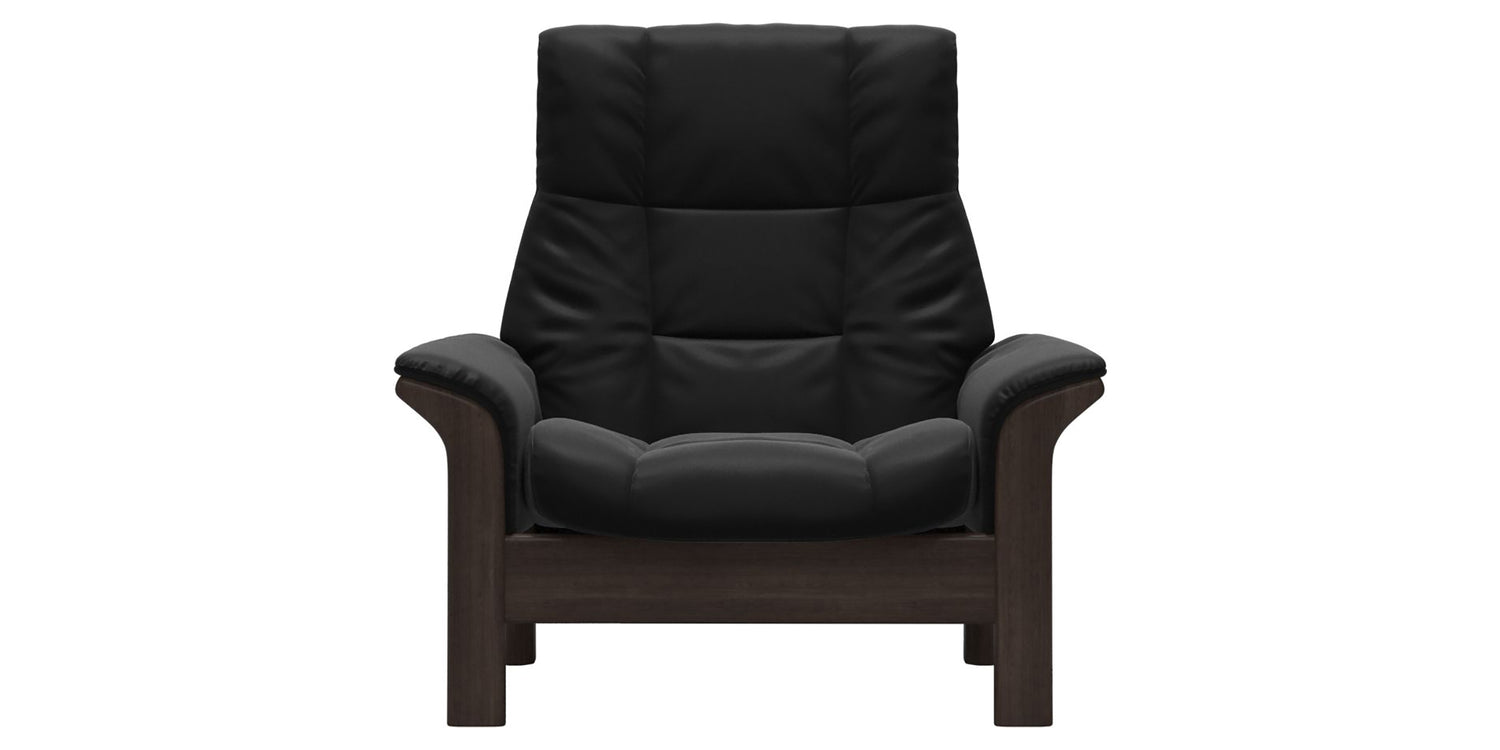 Paloma Leather Black & Wenge Base | Stressless Buckingham High Back Chair | Valley Ridge Furniture