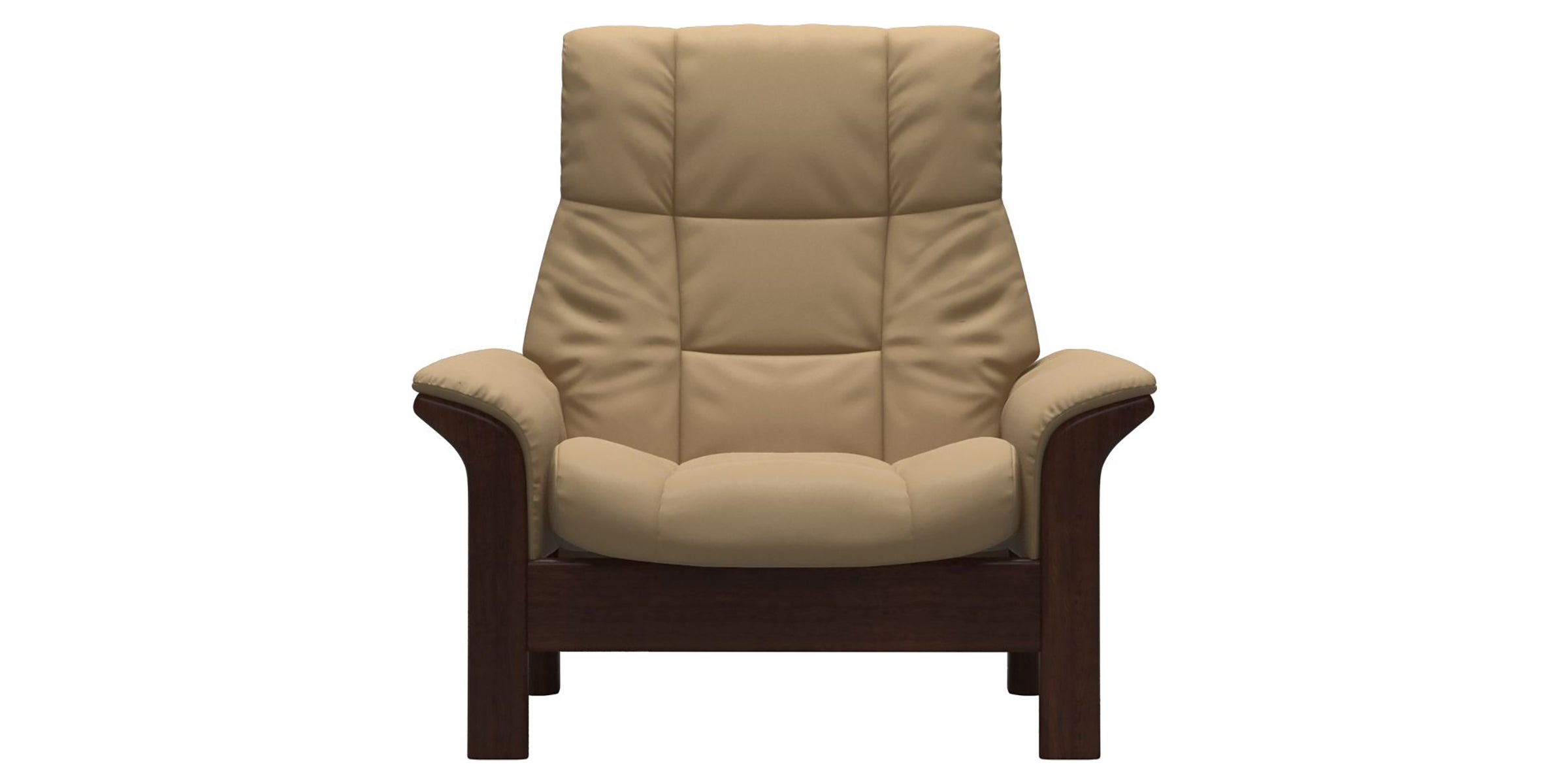 Paloma Leather Sand and Brown Base | Stressless Buckingham High Back Chair | Valley Ridge Furniture