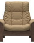 Paloma Leather Sand and Walnut Base | Stressless Buckingham High Back Chair | Valley Ridge Furniture