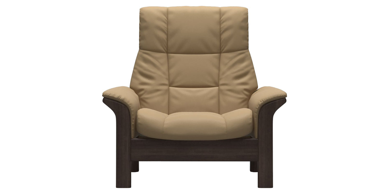 Paloma Leather Sand & Wenge Base | Stressless Buckingham High Back Chair | Valley Ridge Furniture