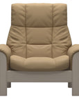 Paloma Leather Sand and Whitewash Base | Stressless Buckingham High Back Chair | Valley Ridge Furniture