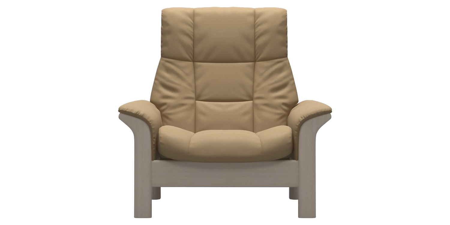 Paloma Leather Sand & Whitewash Base | Stressless Buckingham High Back Chair | Valley Ridge Furniture