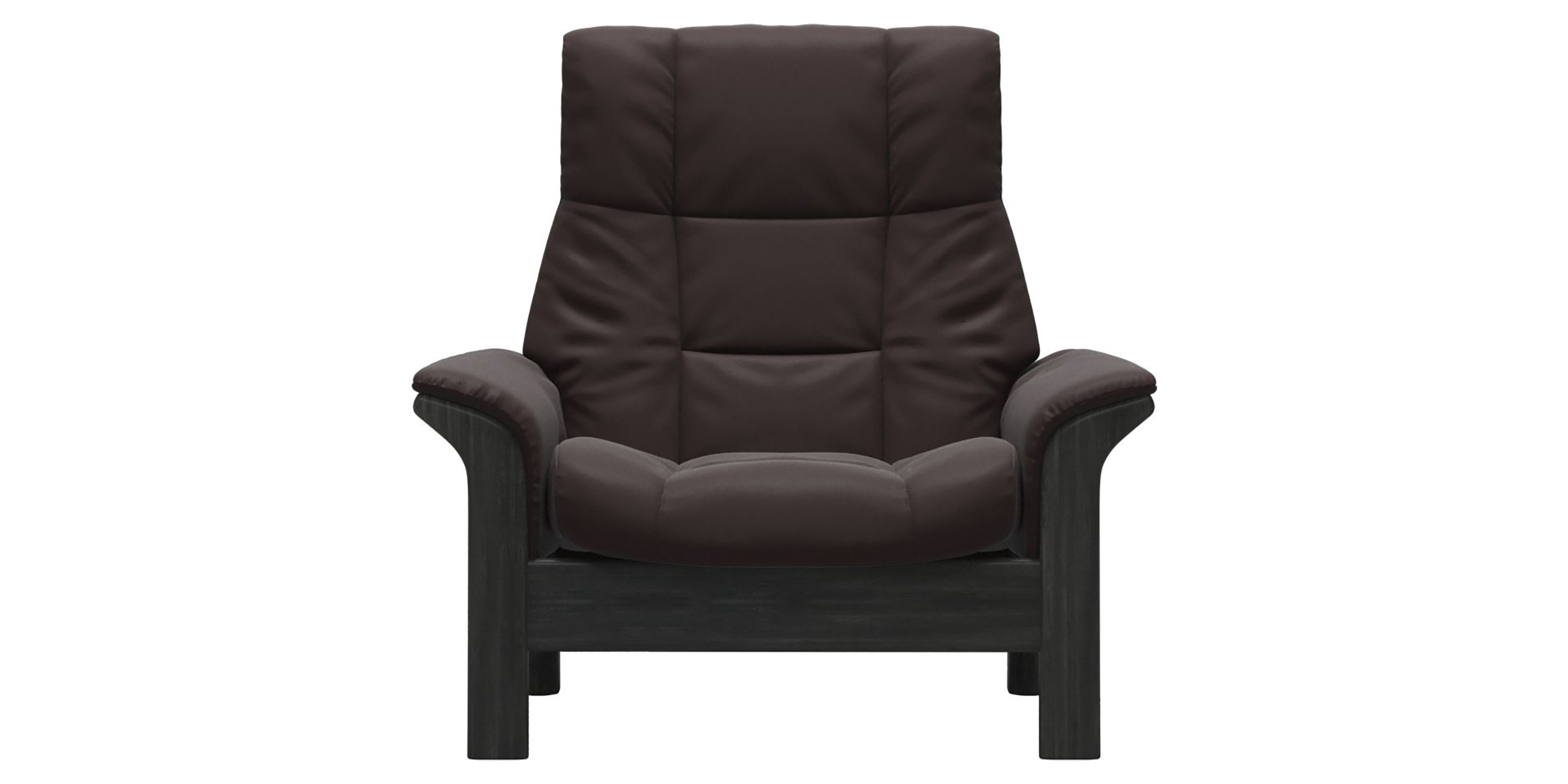 Paloma Leather Chocolate and Grey Base | Stressless Buckingham High Back Chair | Valley Ridge Furniture