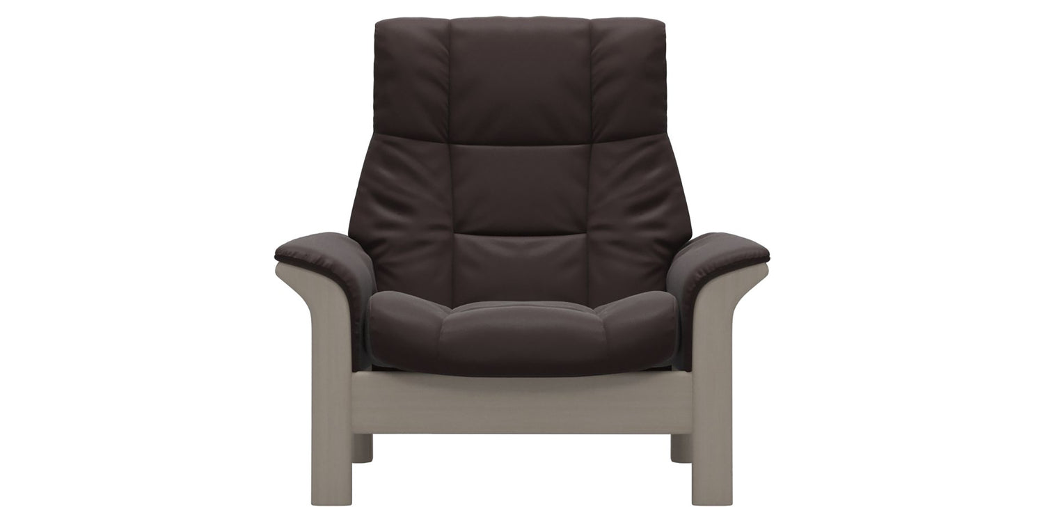 Paloma Leather Chocolate & Whitewash Base | Stressless Buckingham High Back Chair | Valley Ridge Furniture