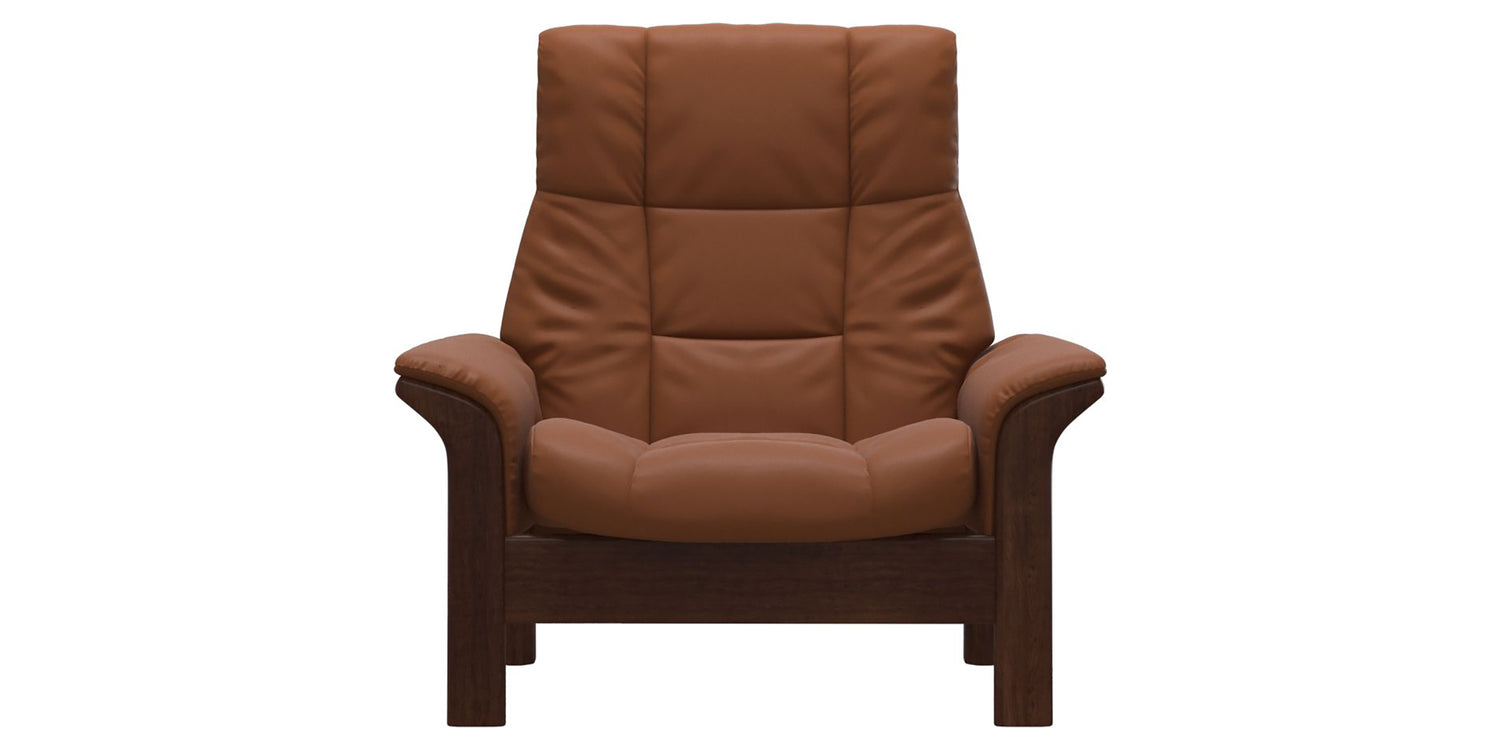 Paloma Leather New Cognac & Brown Base | Stressless Buckingham High Back Chair | Valley Ridge Furniture