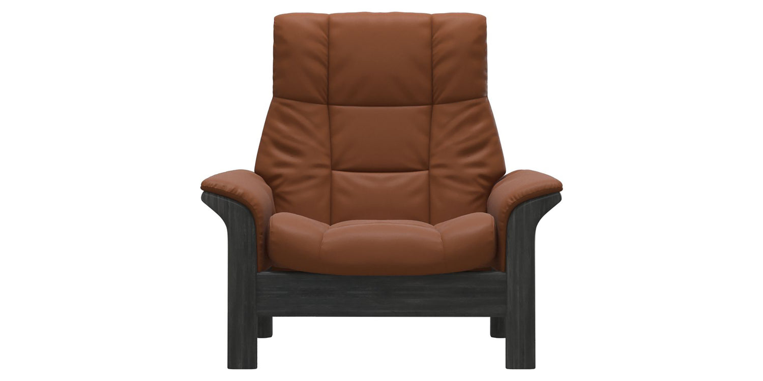 Paloma Leather New Cognac & Grey Base | Stressless Buckingham High Back Chair | Valley Ridge Furniture