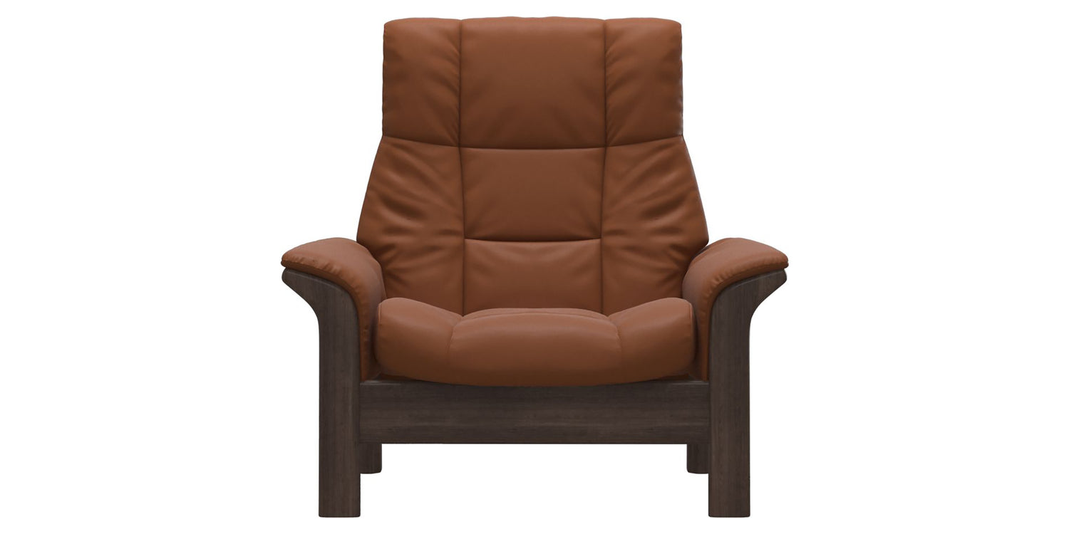 Paloma Leather New Cognac & Wenge Base | Stressless Buckingham High Back Chair | Valley Ridge Furniture
