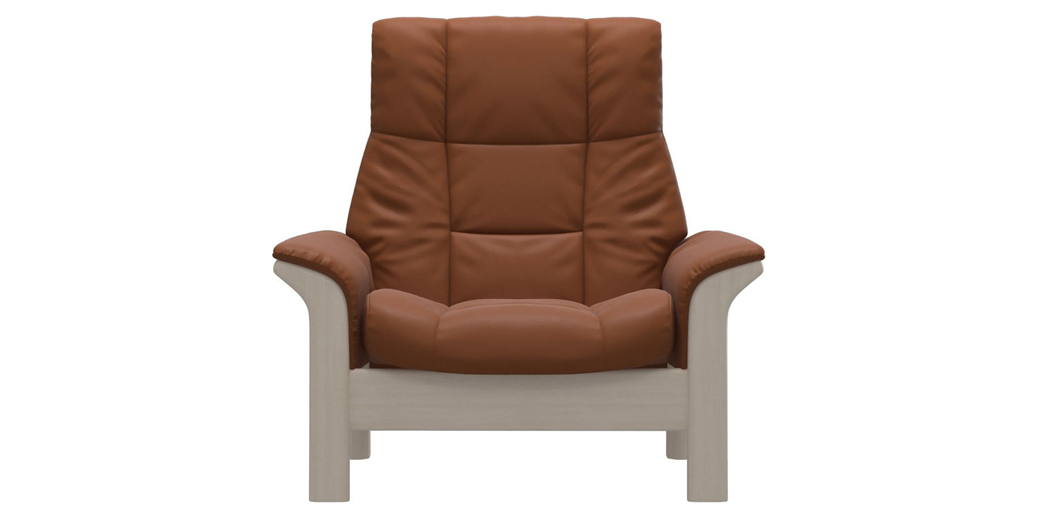 Paloma Leather New Cognac & Whitewash Base | Stressless Buckingham High Back Chair | Valley Ridge Furniture