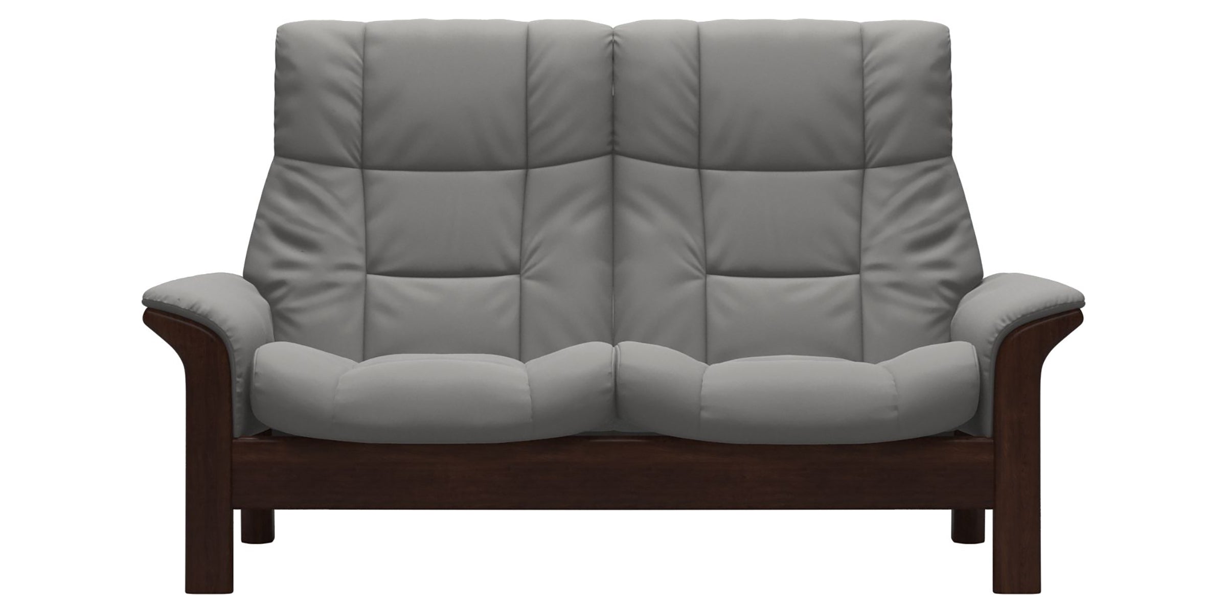 Paloma Leather Silver Grey and Brown Base | Stressless Buckingham 2-Seater High Back Sofa | Valley Ridge Furniture