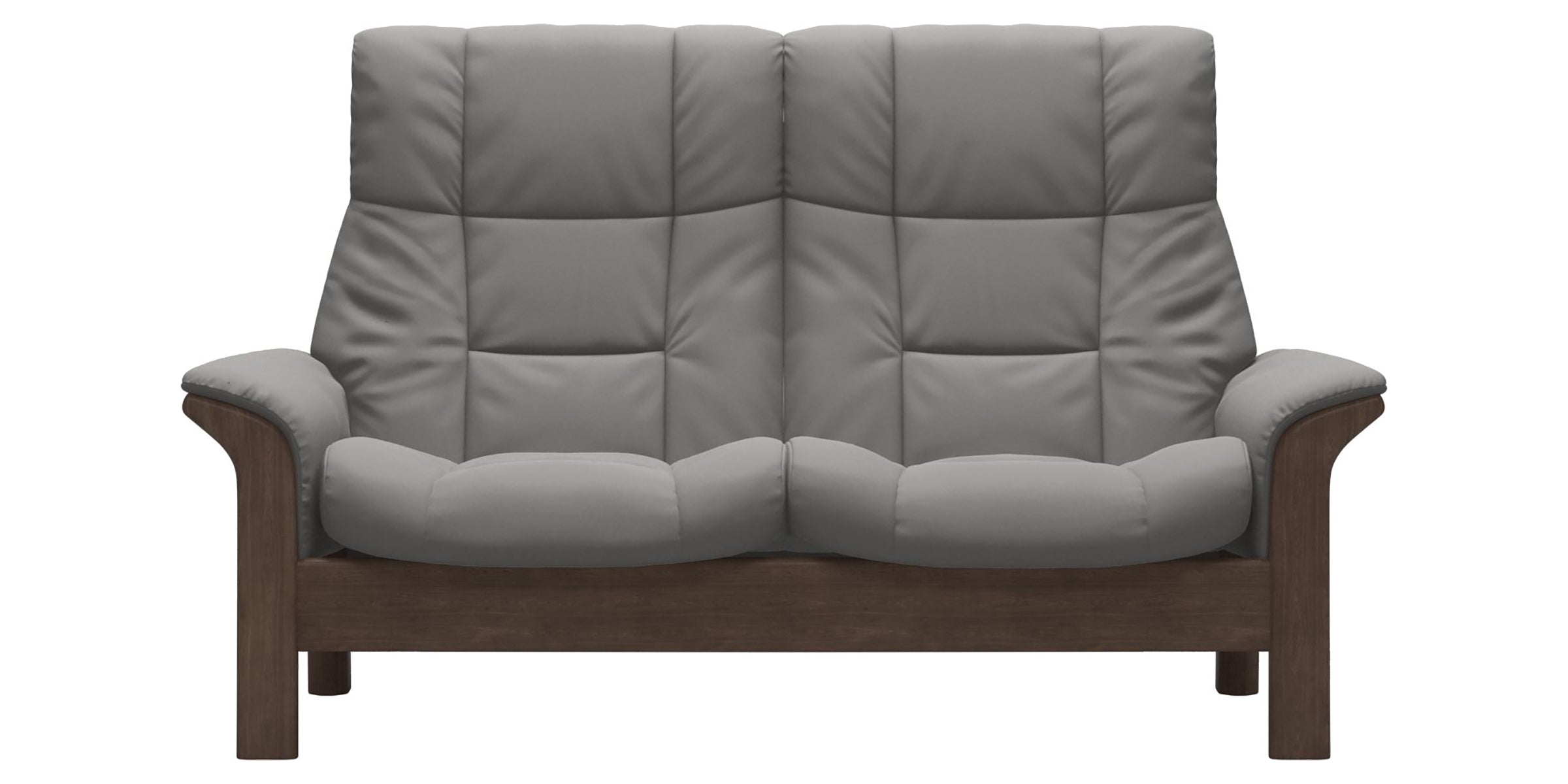 Paloma Leather Silver Grey and Walnut Base | Stressless Buckingham 2-Seater High Back Sofa | Valley Ridge Furniture