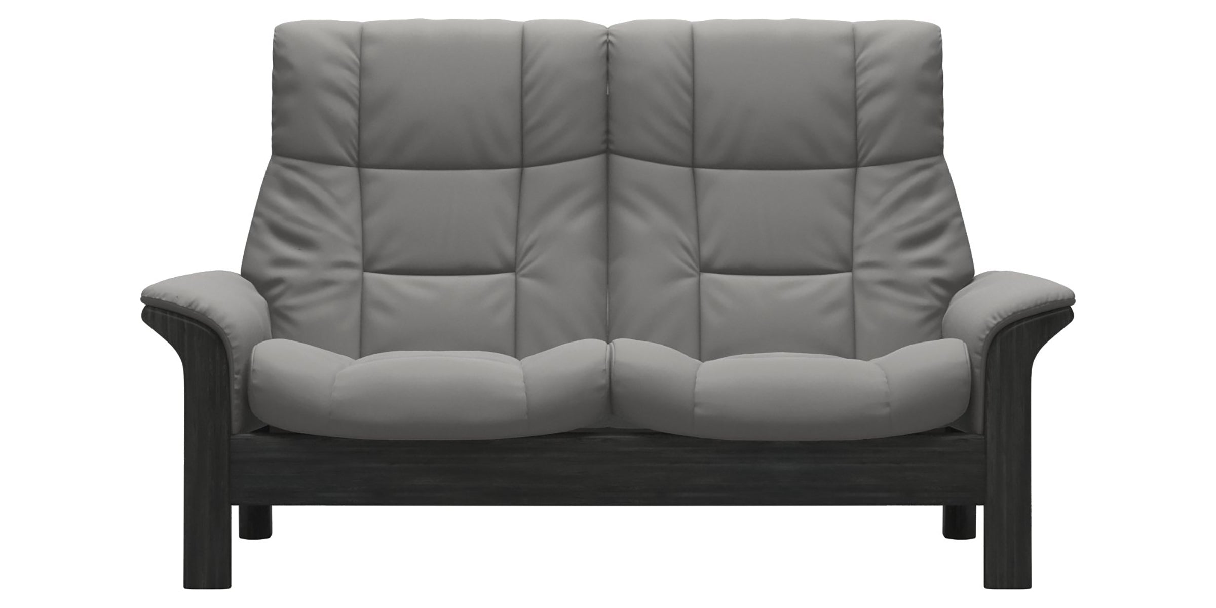 Paloma Leather Silver Grey and Grey Base | Stressless Buckingham 2-Seater High Back Sofa | Valley Ridge Furniture