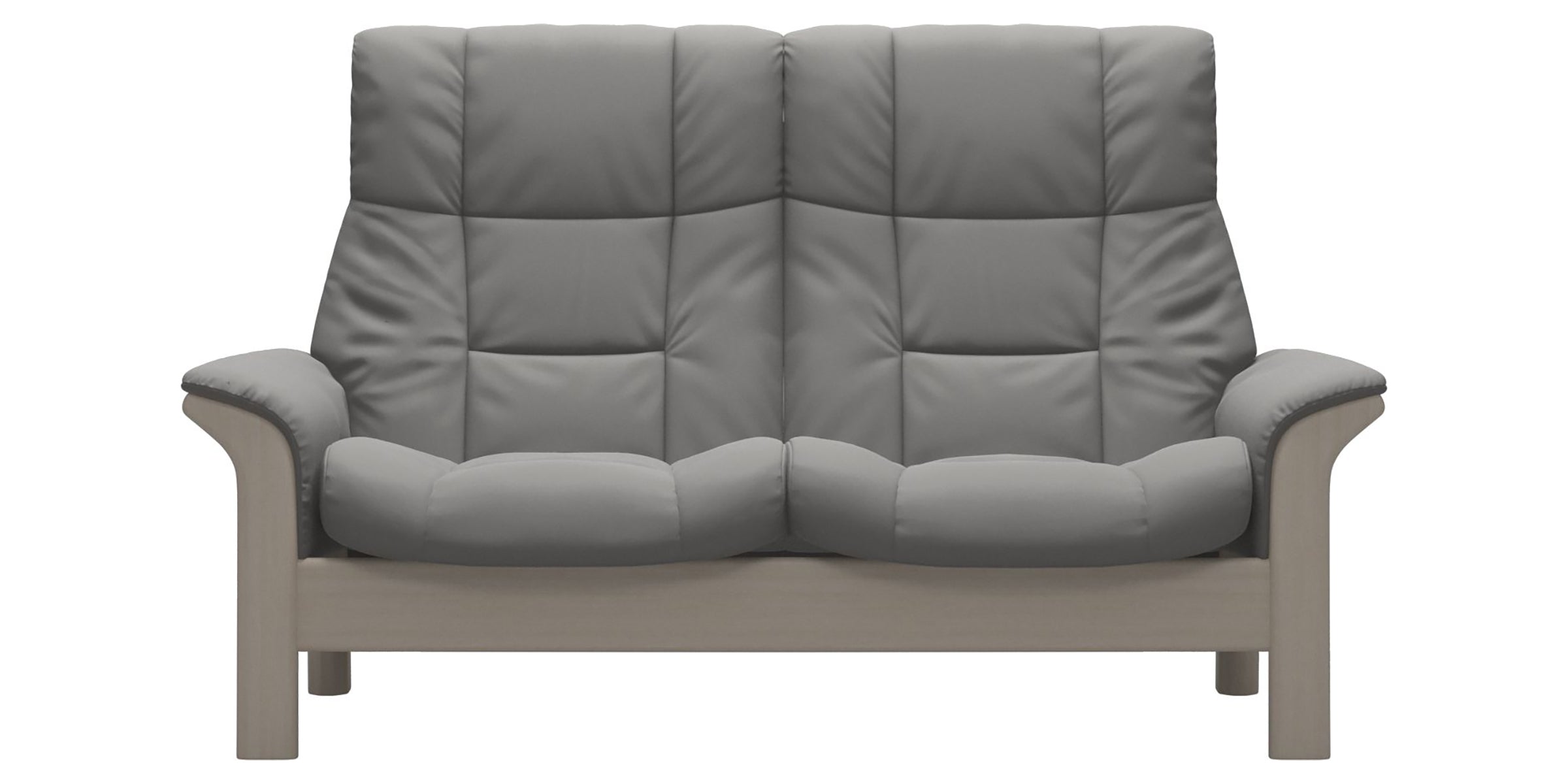 Paloma Leather Silver Grey and Whitewash Base | Stressless Buckingham 2-Seater High Back Sofa | Valley Ridge Furniture