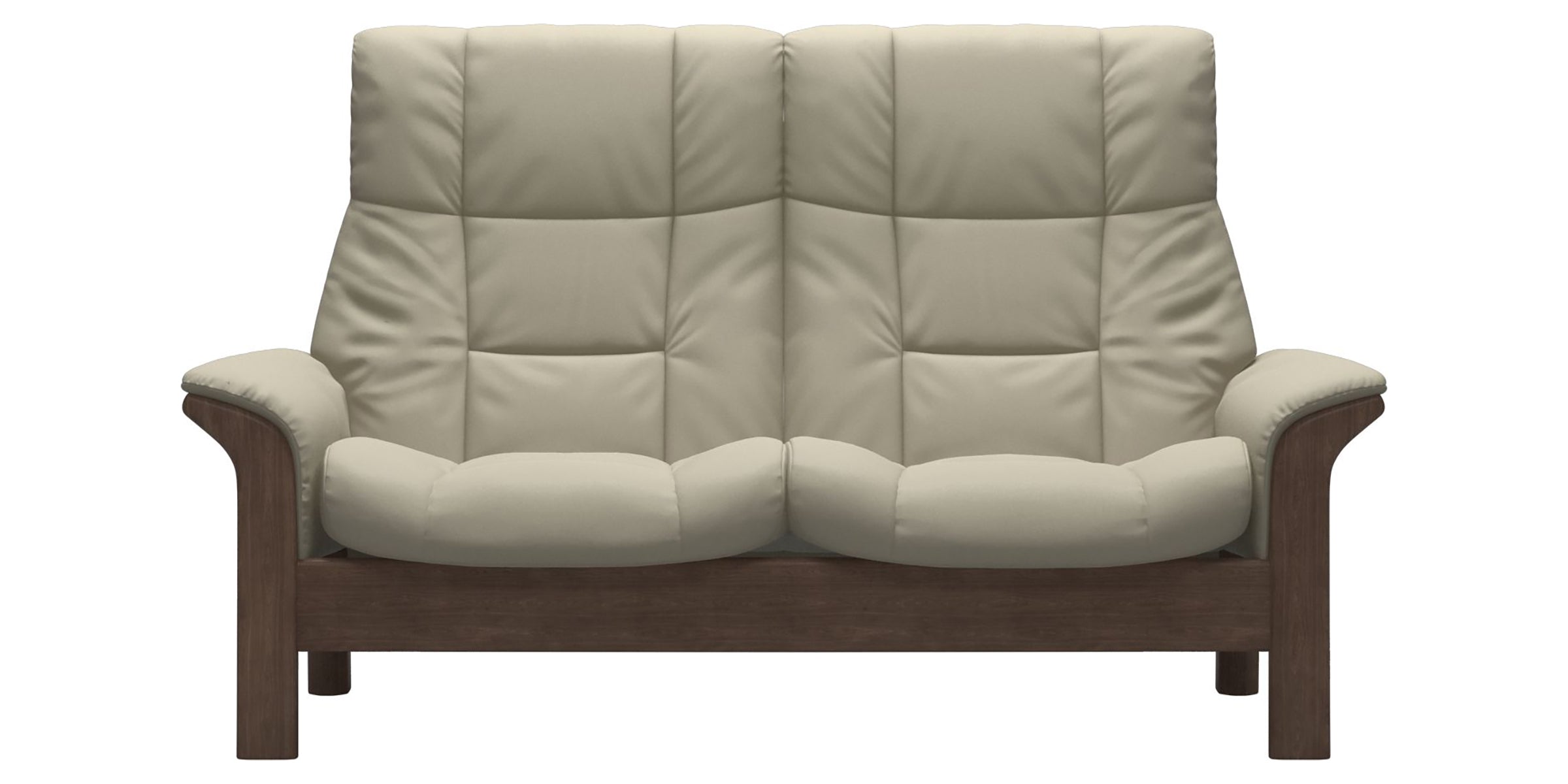 Paloma Leather Light Grey and Walnut Base | Stressless Buckingham 2-Seater High Back Sofa | Valley Ridge Furniture