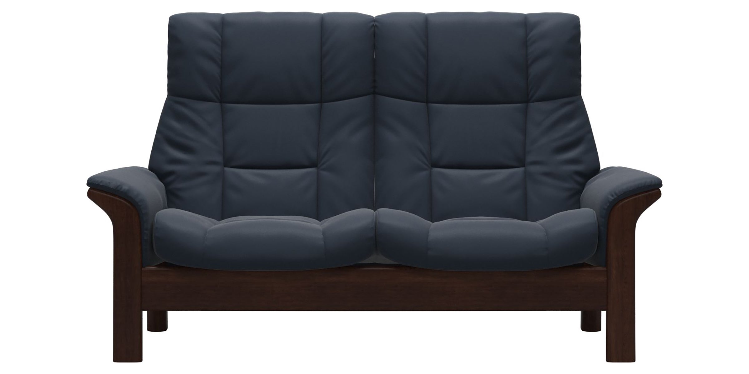 Paloma Leather Oxford Blue and Brown Base | Stressless Buckingham 2-Seater High Back Sofa | Valley Ridge Furniture