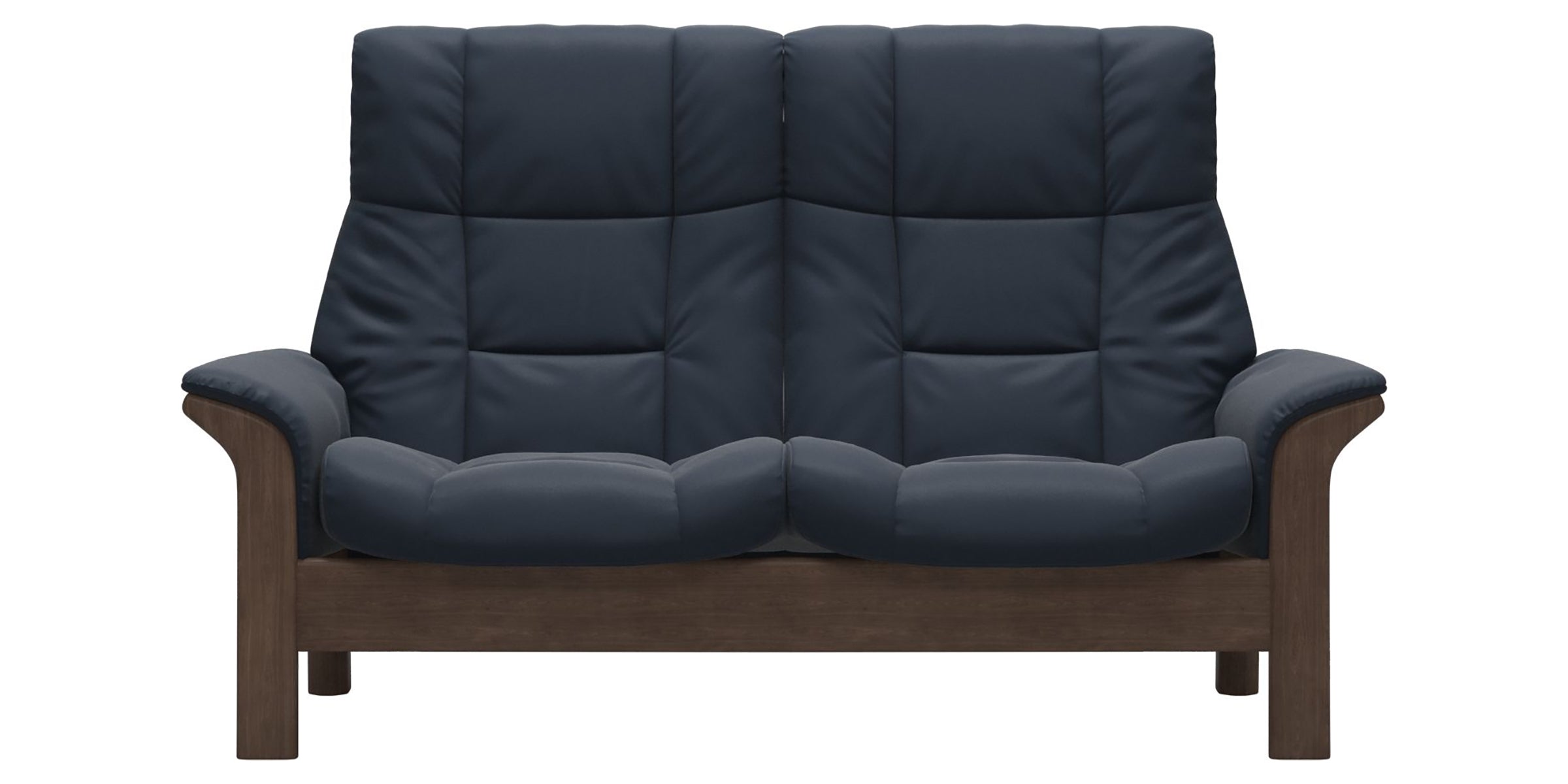 Paloma Leather Oxford Blue and Walnut Base | Stressless Buckingham 2-Seater High Back Sofa | Valley Ridge Furniture