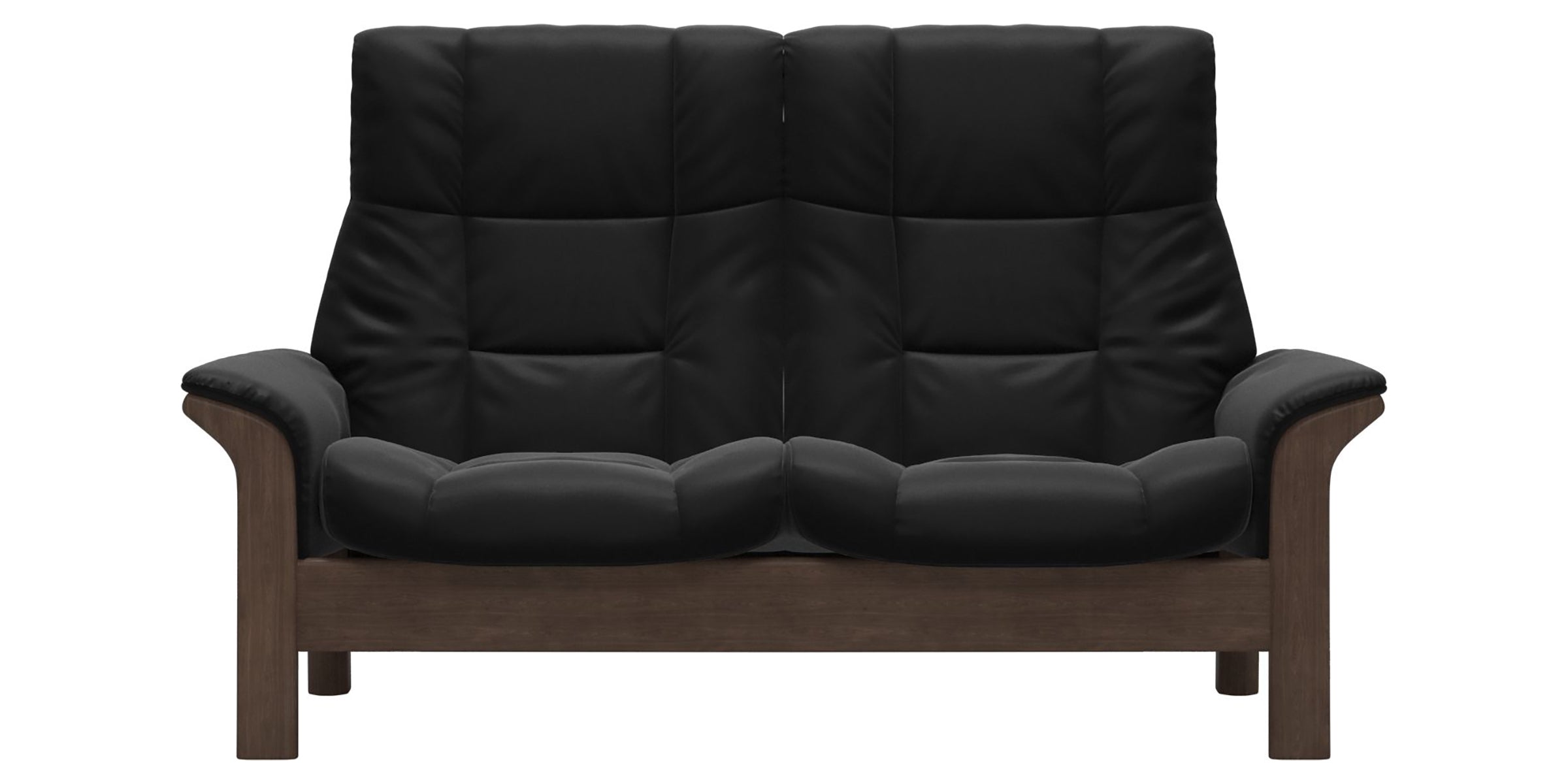 Paloma Leather Black and Walnut Base | Stressless Buckingham 2-Seater High Back Sofa | Valley Ridge Furniture