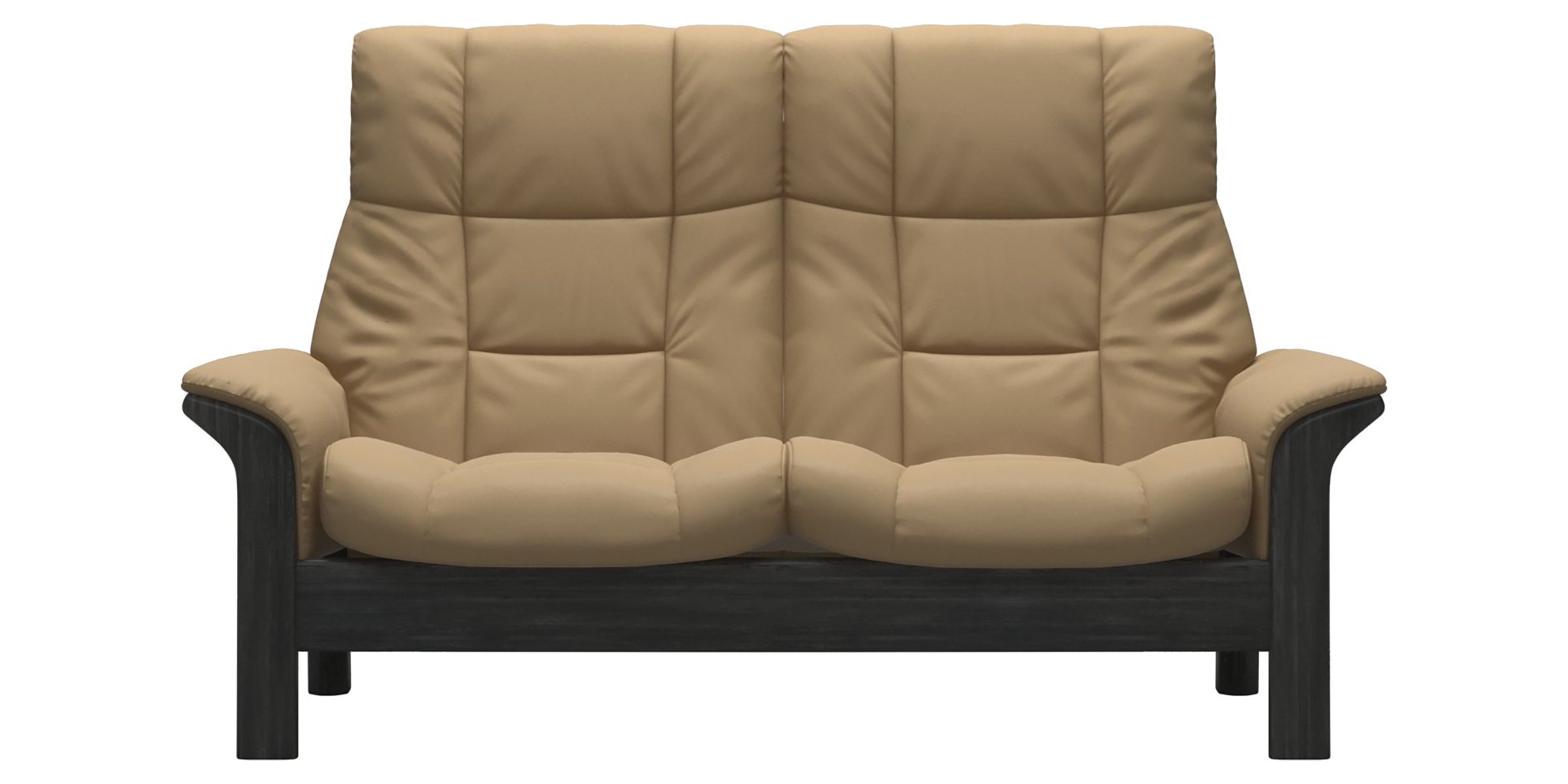 Paloma Leather Sand and Grey Base | Stressless Buckingham 2-Seater High Back Sofa | Valley Ridge Furniture