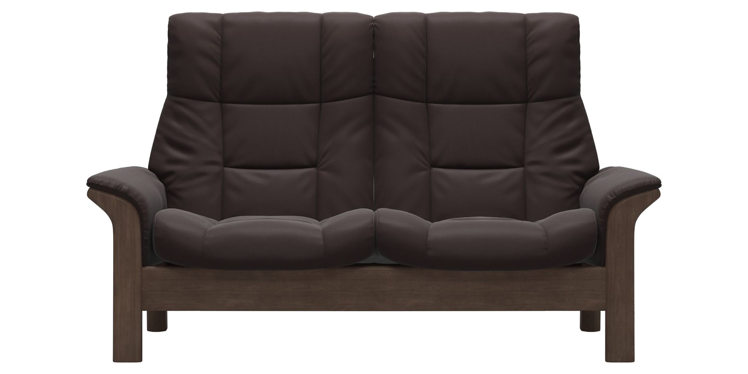 Paloma Leather Chocolate and Walnut Base | Stressless Buckingham 2-Seater High Back Sofa | Valley Ridge Furniture
