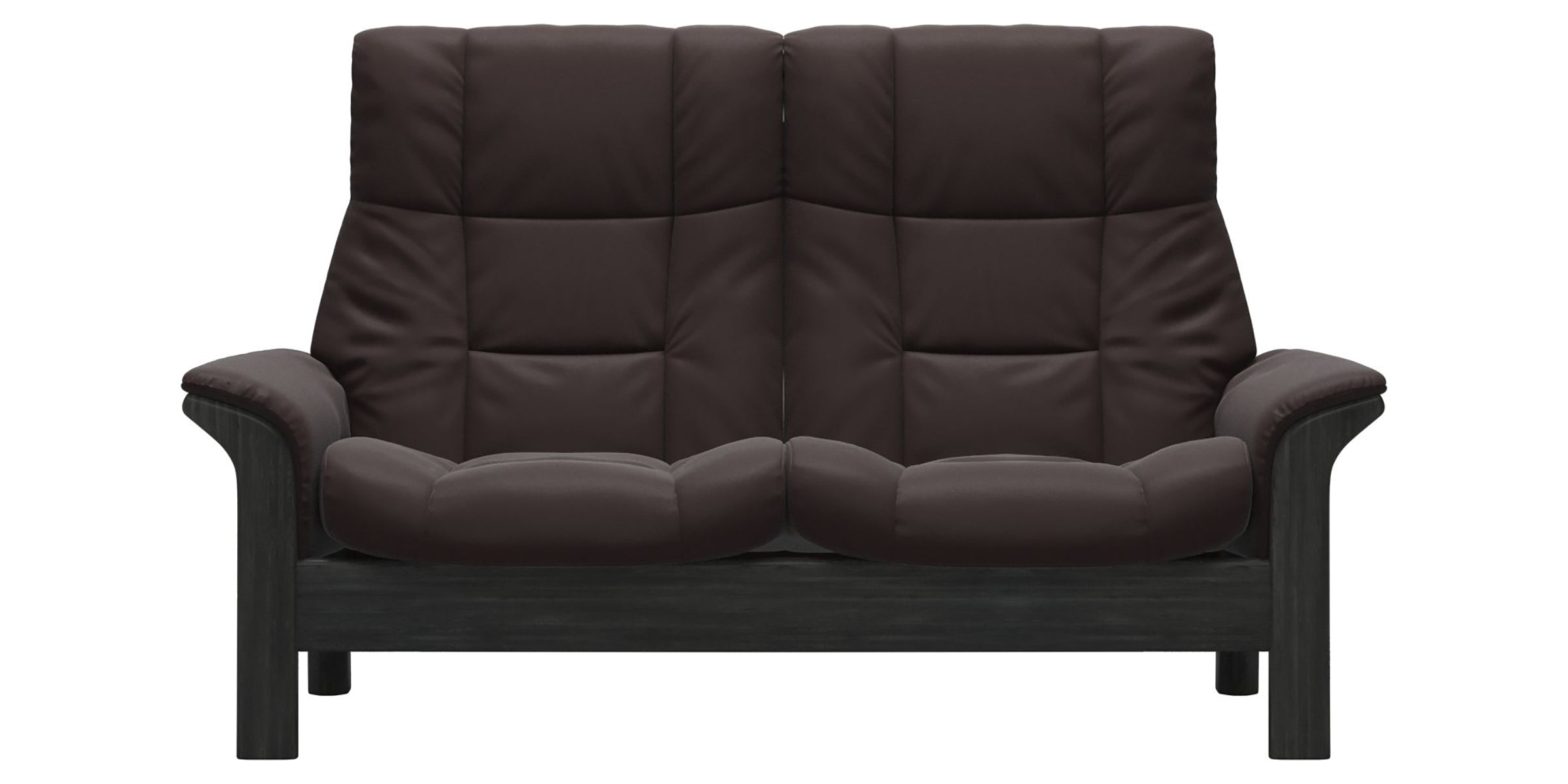 Paloma Leather Chocolate and Grey Base | Stressless Buckingham 2-Seater High Back Sofa | Valley Ridge Furniture