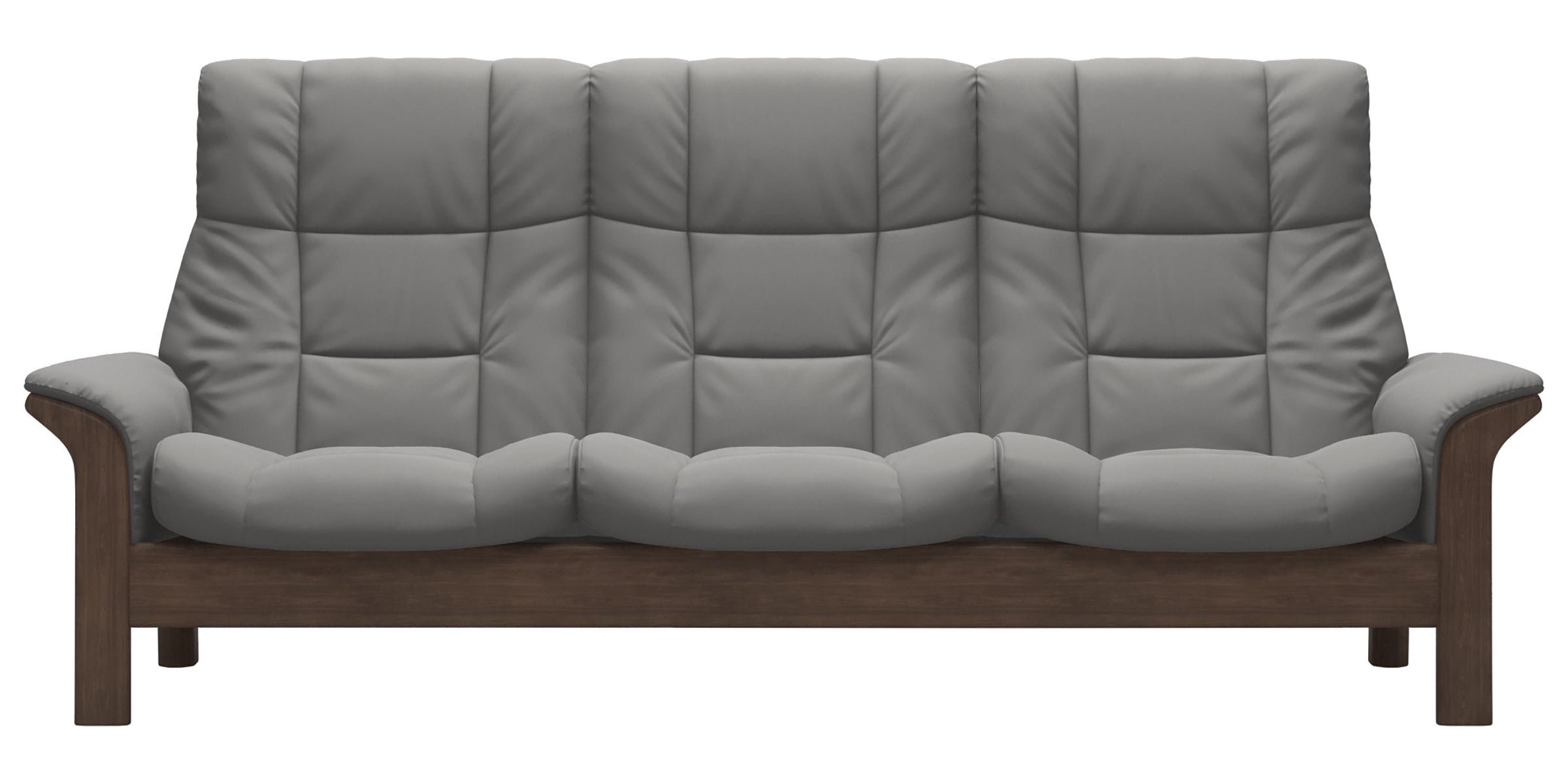 Paloma Leather Silver Grey and Walnut Base | Stressless Buckingham 3-Seater High Back Sofa | Valley Ridge Furniture