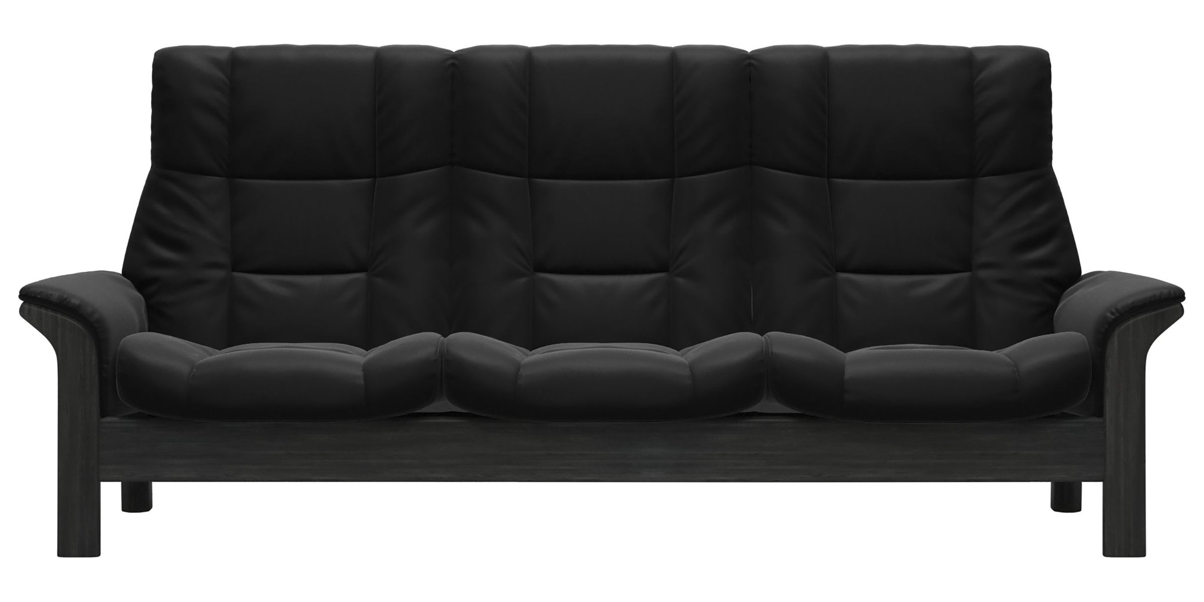 Paloma Leather Black and Grey Base | Stressless Buckingham 3-Seater High Back Sofa | Valley Ridge Furniture
