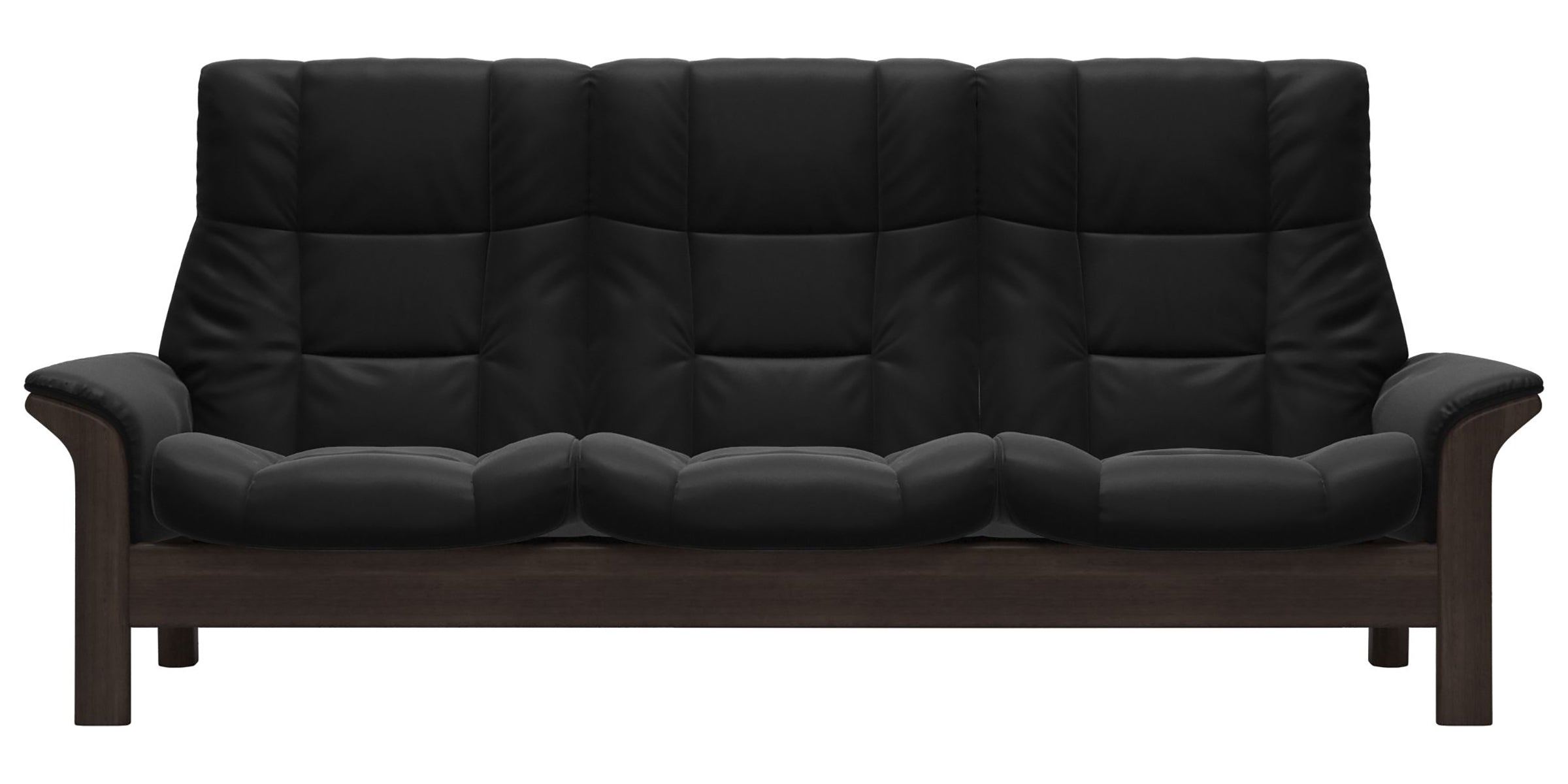 Paloma Leather Black and Wenge Base | Stressless Buckingham 3-Seater High Back Sofa | Valley Ridge Furniture